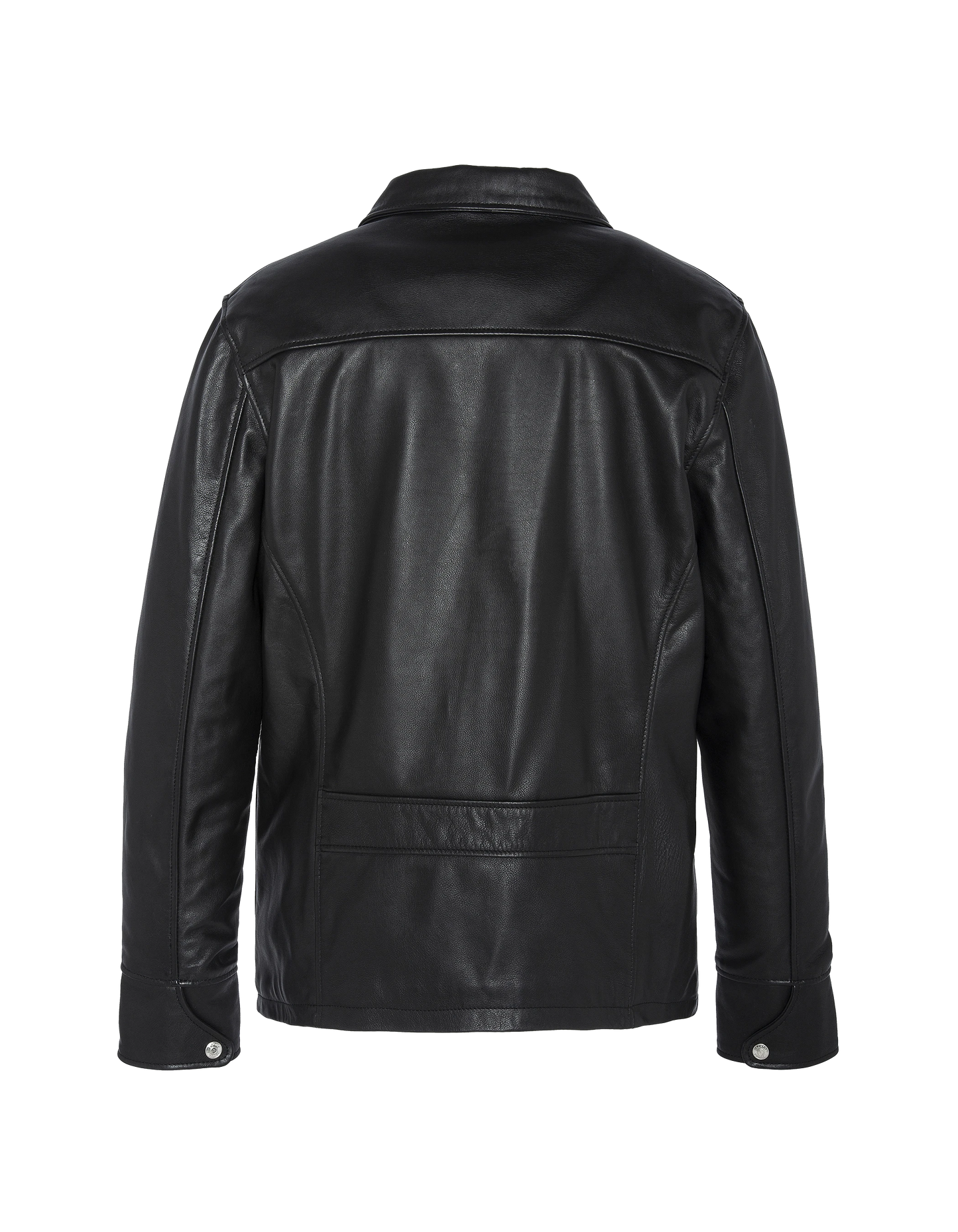 Blouson casual noir, cuir de vachette