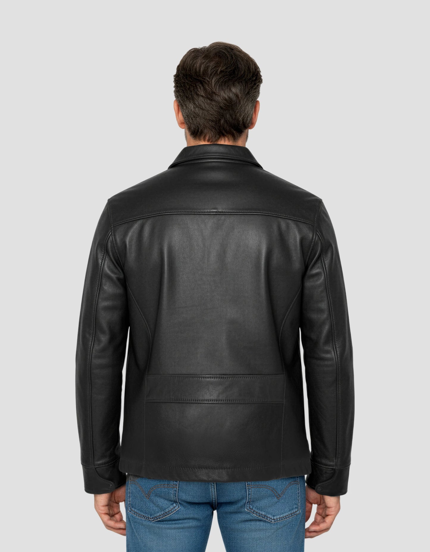 Schwarze lässige Jacke, Kuhläseserleder