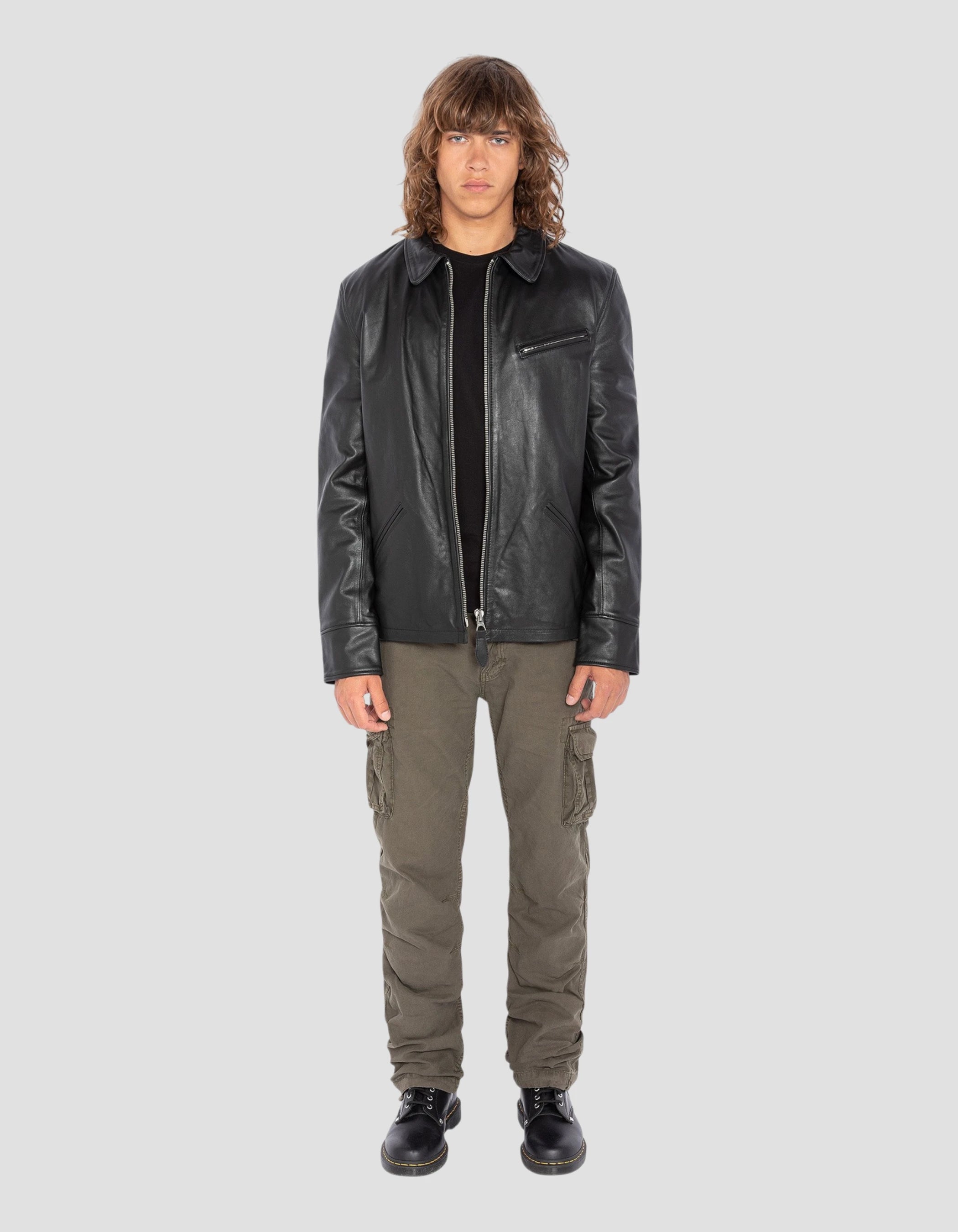 Schwarze rechte Jacke, Kuhläsesonderleder-1