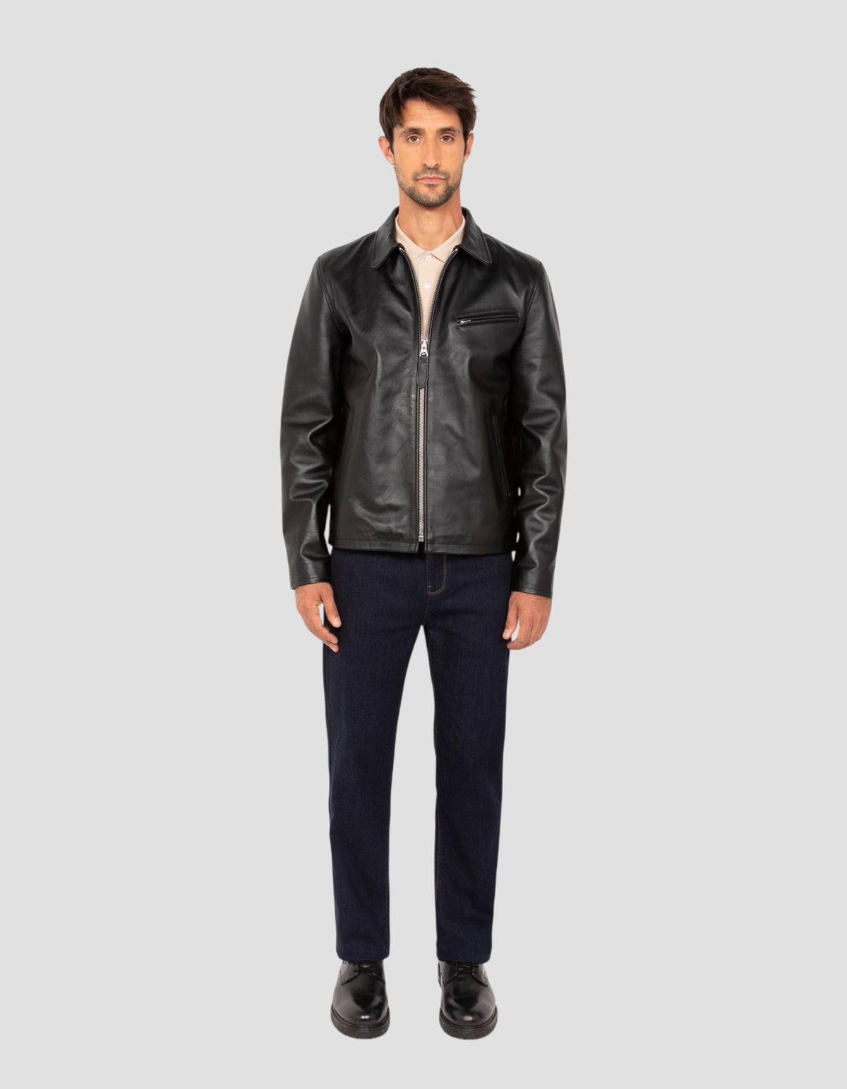 Black highway jacket, cowhide leather