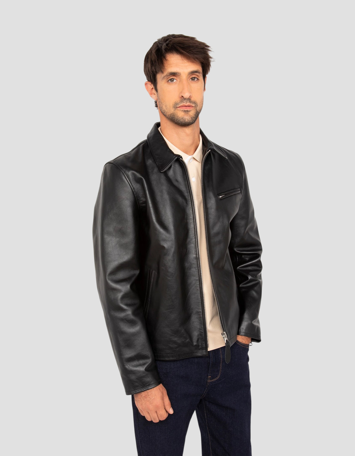 Black highway jacket, cowhide leather-4