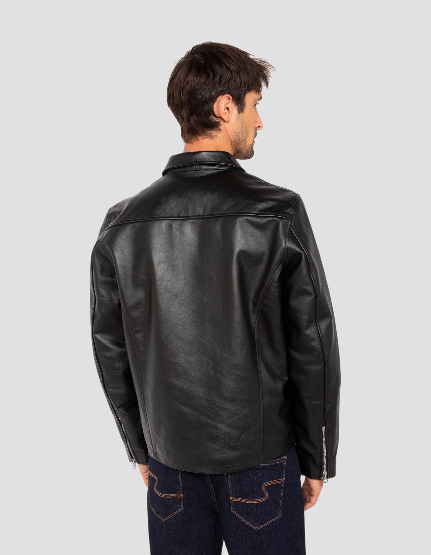 Black highway jacket, cowhide leather