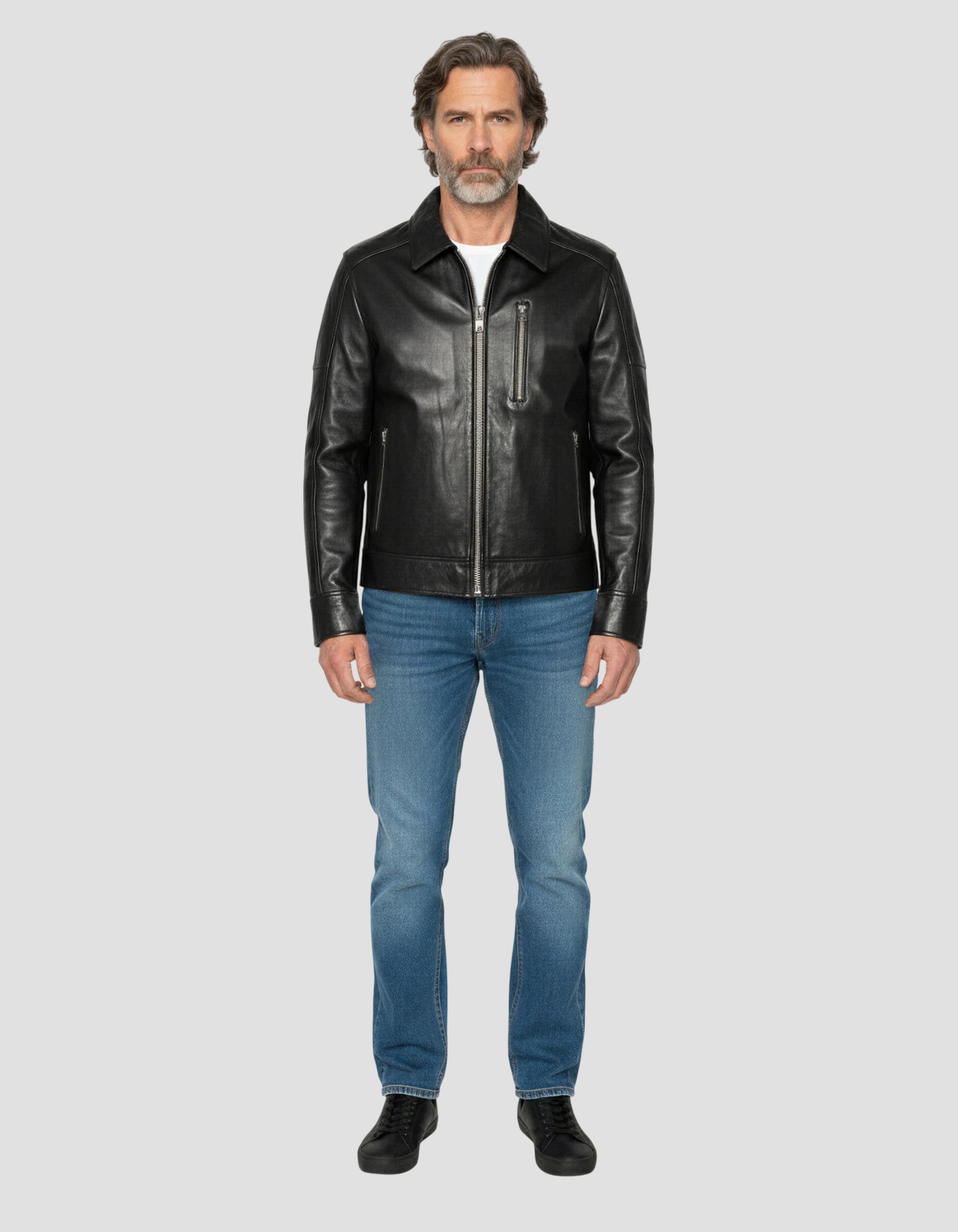 Black casual jacket, lamb leather - lcadam | Schott NYC®
