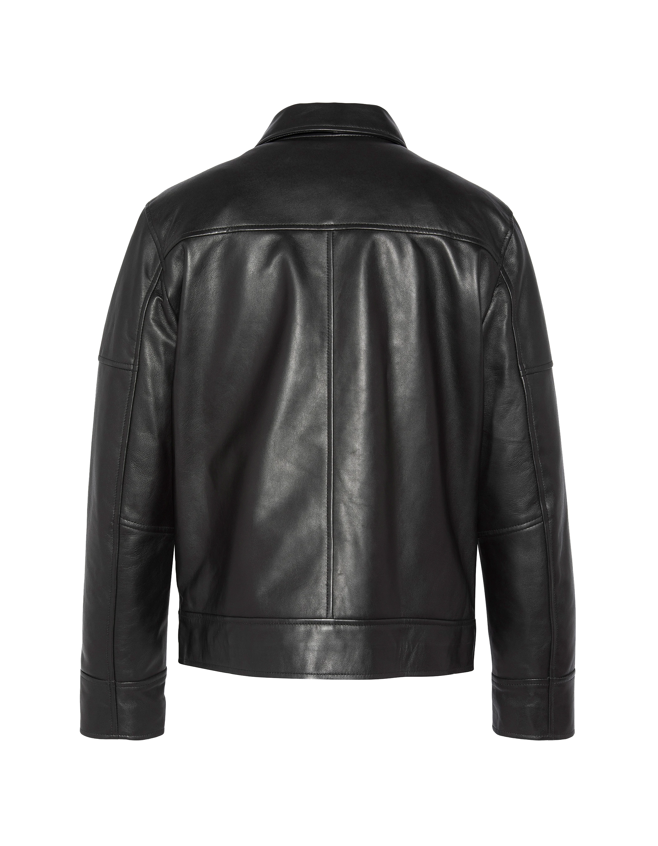 Giacca casual nera, pelle di agnello-5