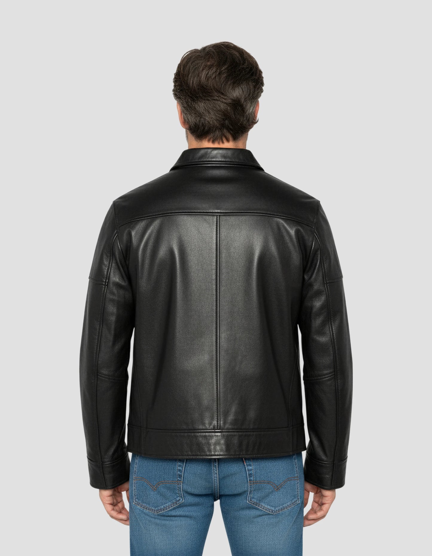 Giacca casual nera, pelle di agnello