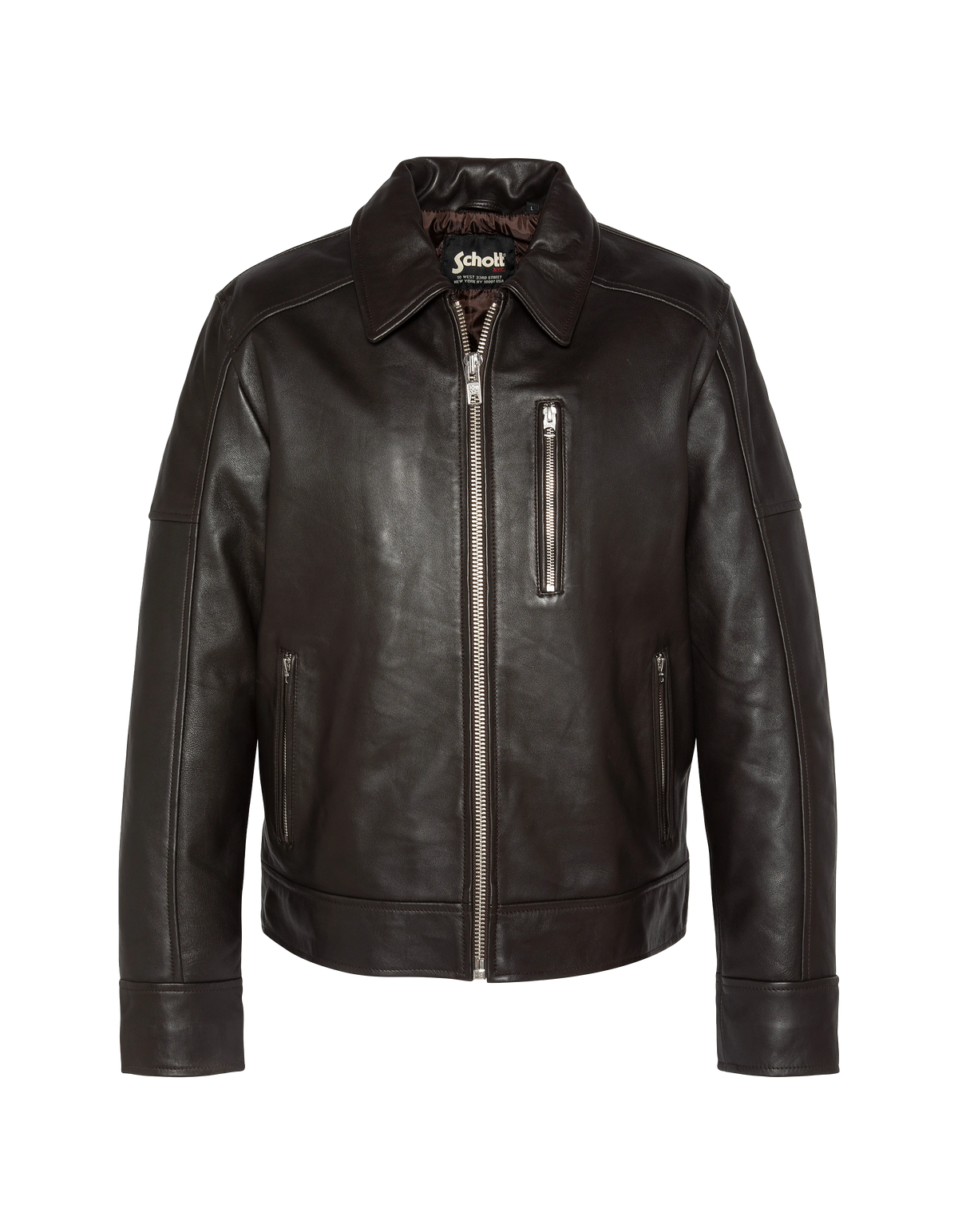 Brown casual jacket, lamb leather - lcadam | Schott NYC® Brown casual jacket, lamb leather - lcadam | Schott NYC®