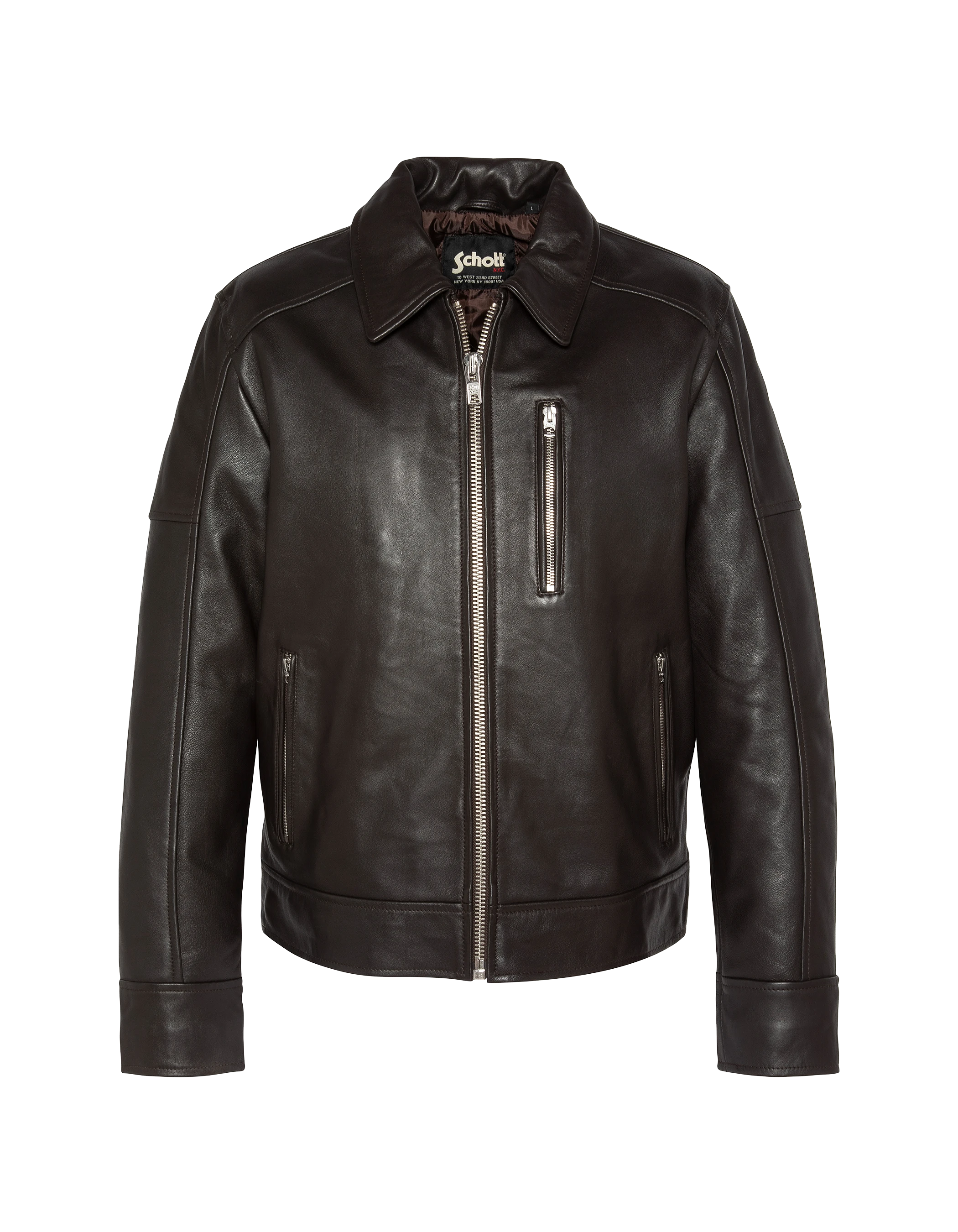 Giacca casual marrone, pelle di agnello-2