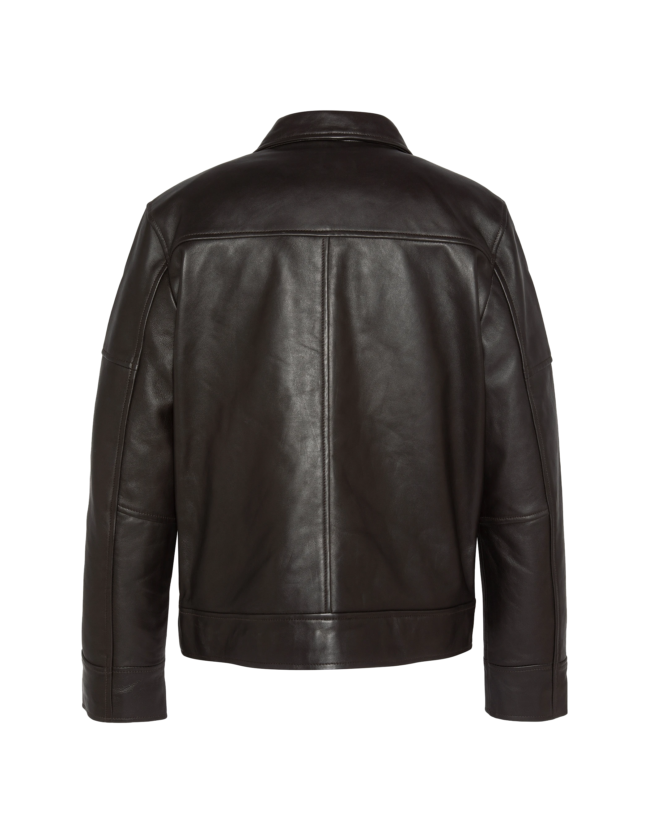 Giacca casual marrone, pelle di agnello-5