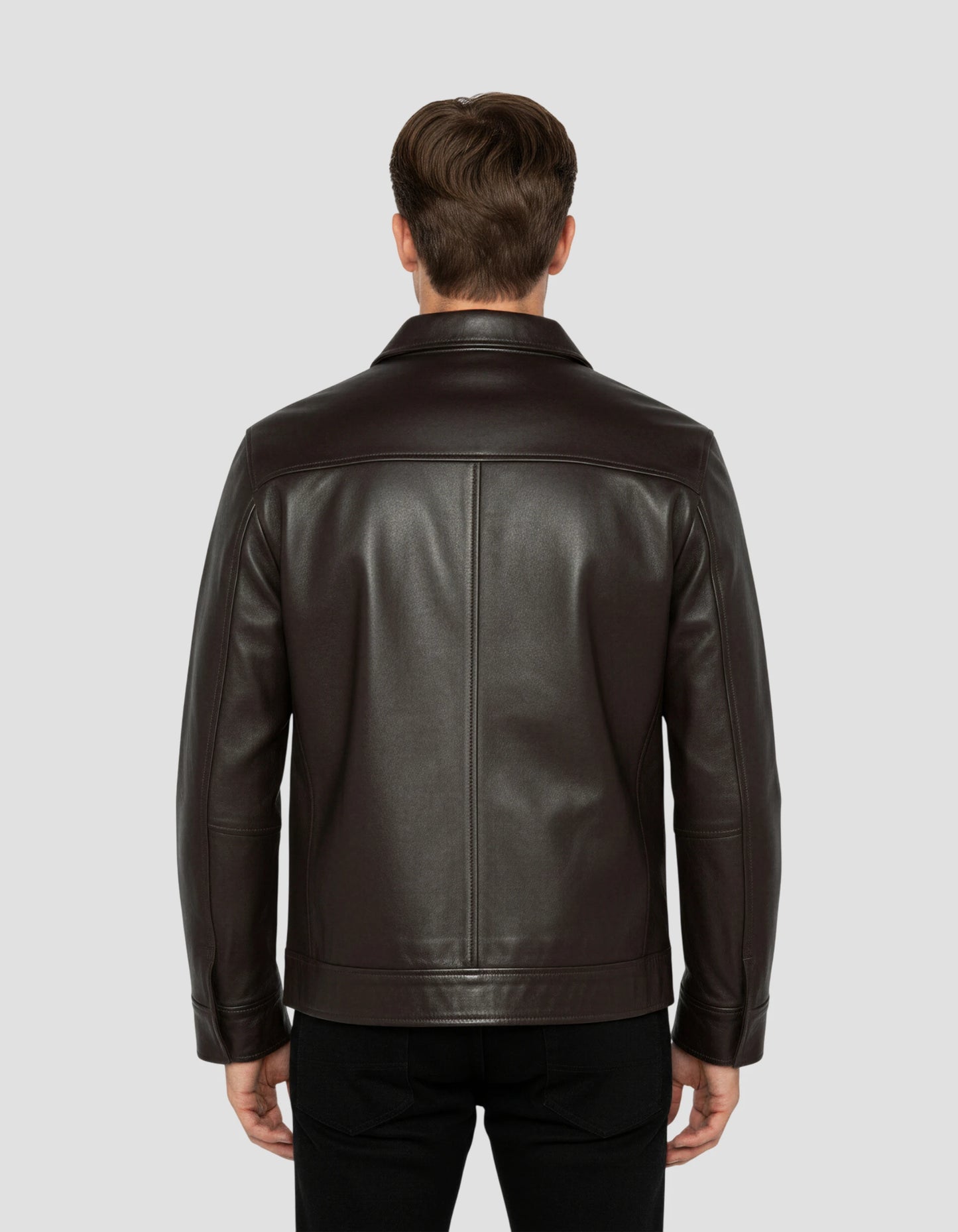 Giacca casual marrone, pelle di agnello