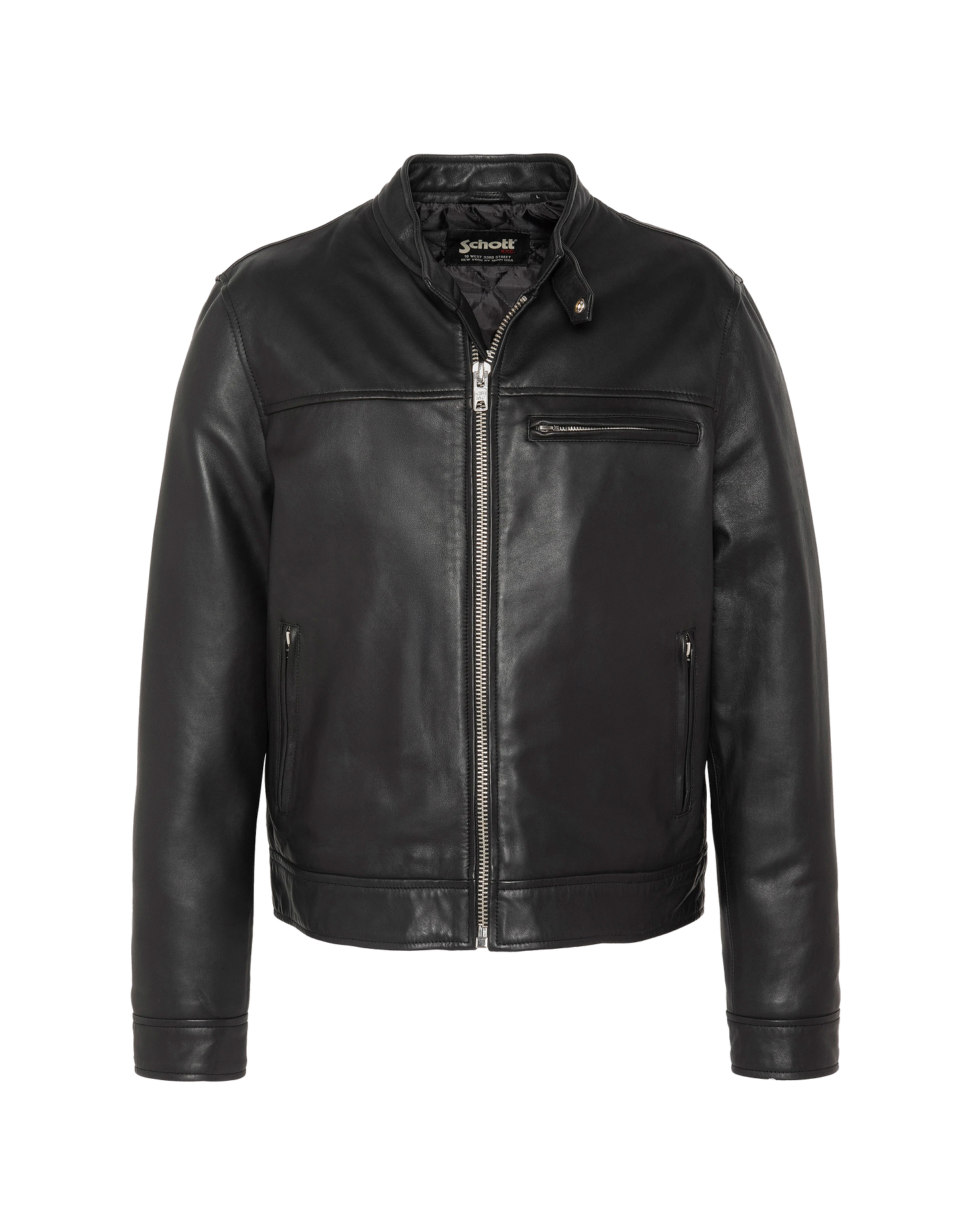 Blouson biker noir, cuir d'agneau