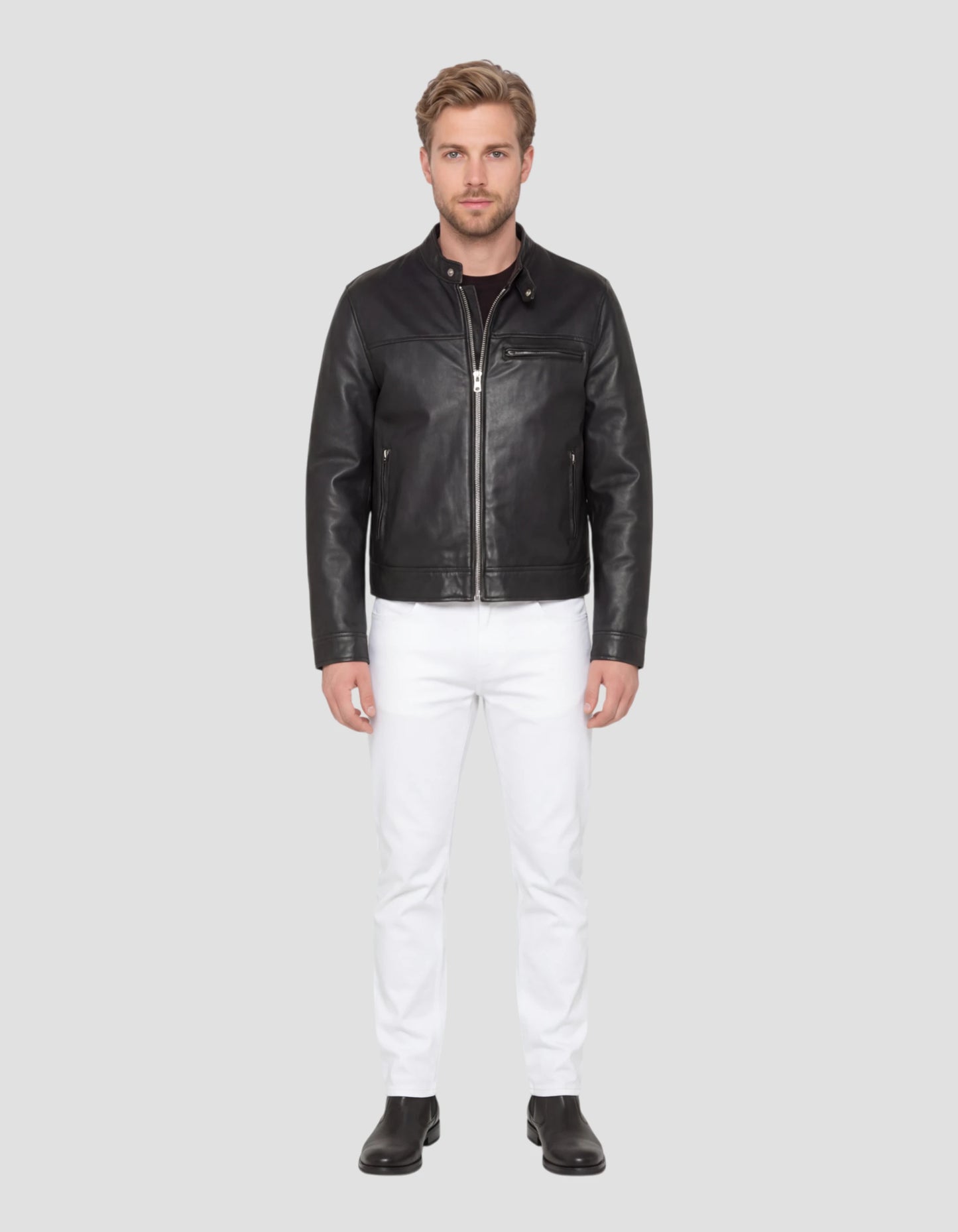 Black biker jacket, lambskin leather