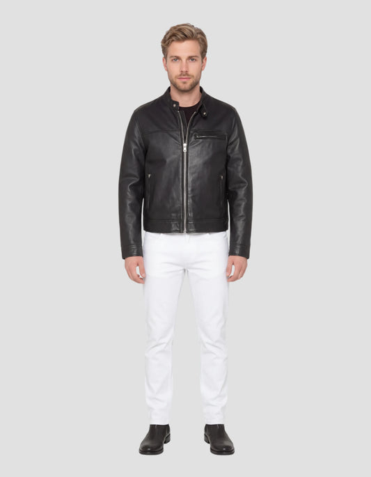 Schwarze Bikerjacke, Lammfell