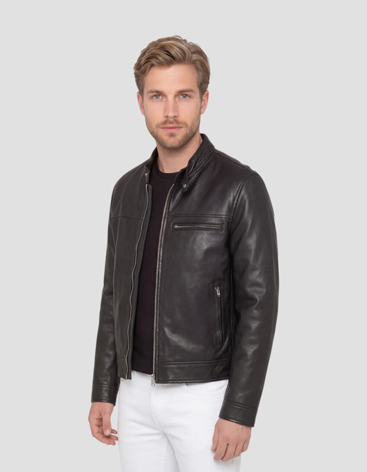 Schwarze Bikerjacke, Lammfell
