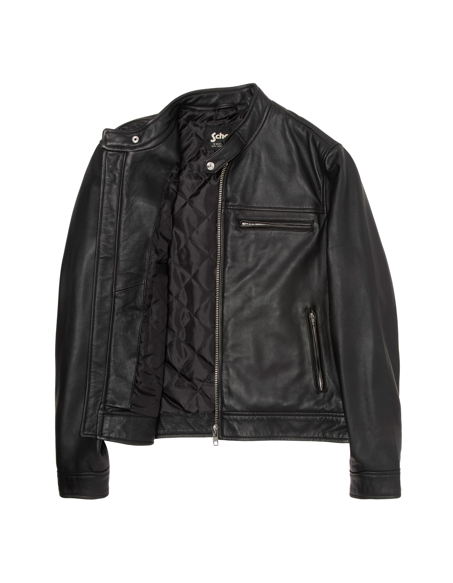 Blouson biker noir, cuir d'agneau