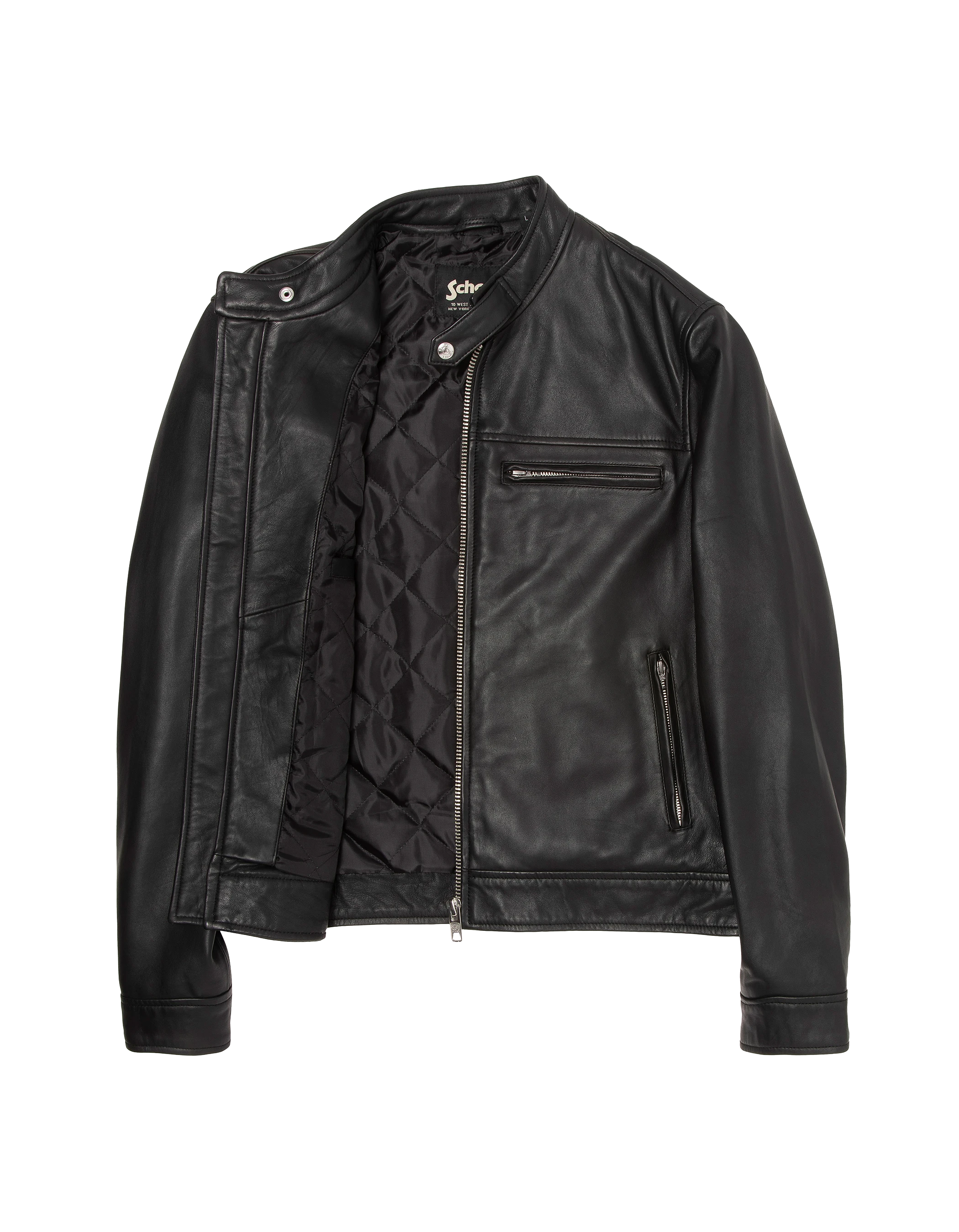 Blouson biker noir, cuir d'agneau-4