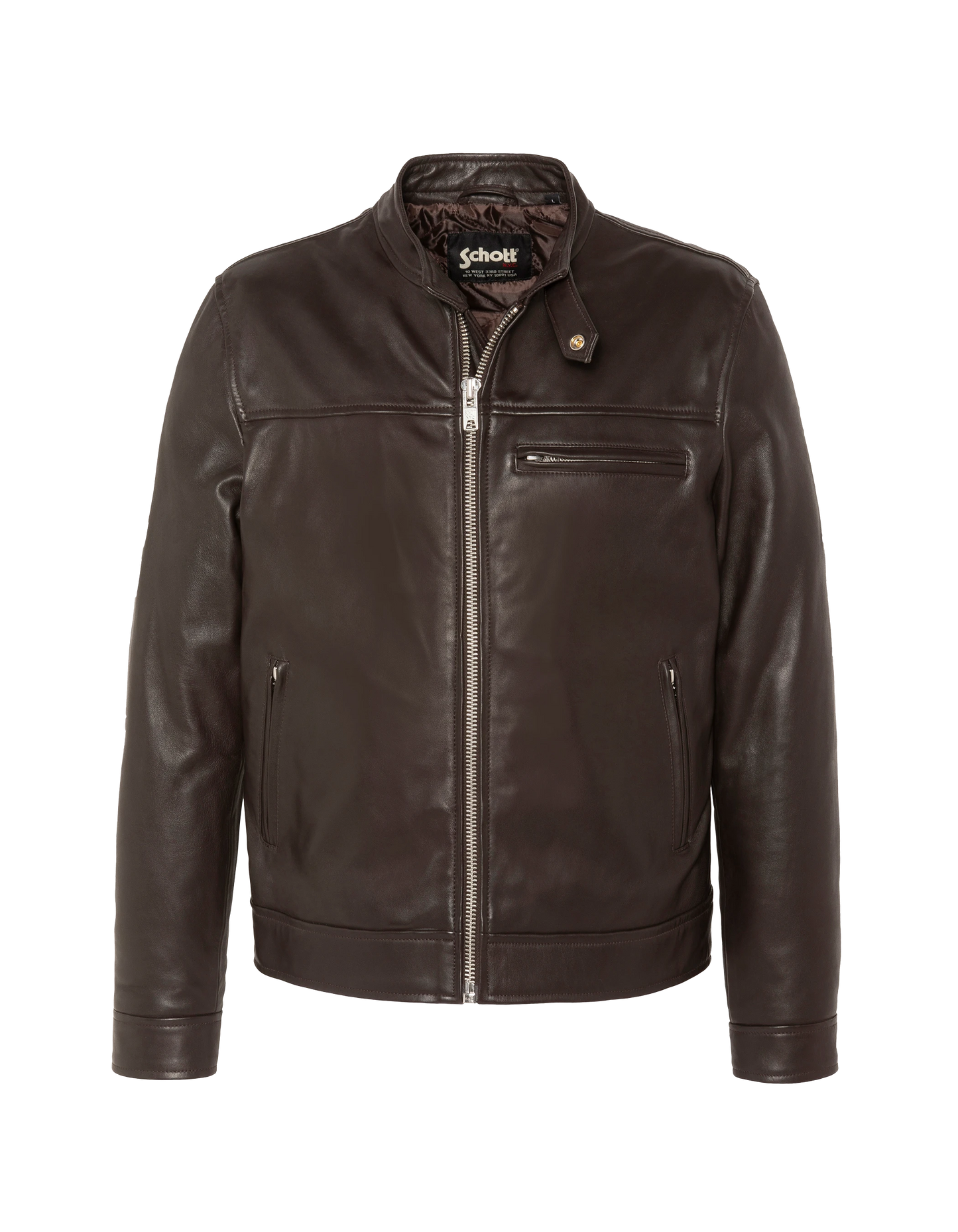 Blouson biker marron, cuir d'agneau
