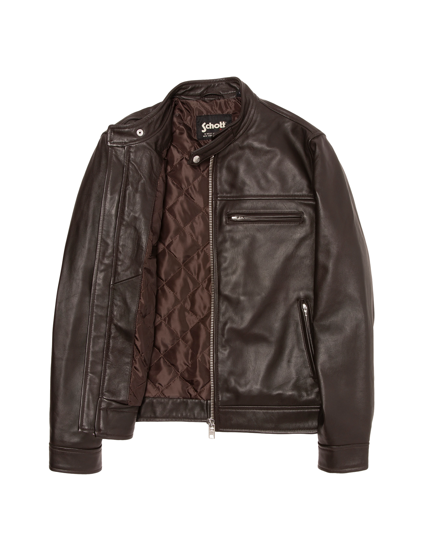 Blouson biker marron, cuir d'agneau