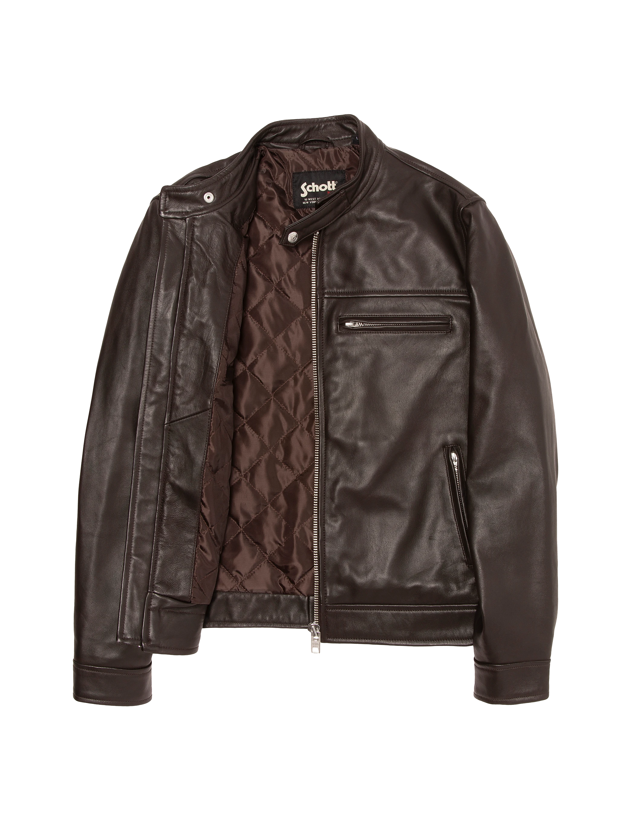 Blouson biker marron, cuir d'agneau-4