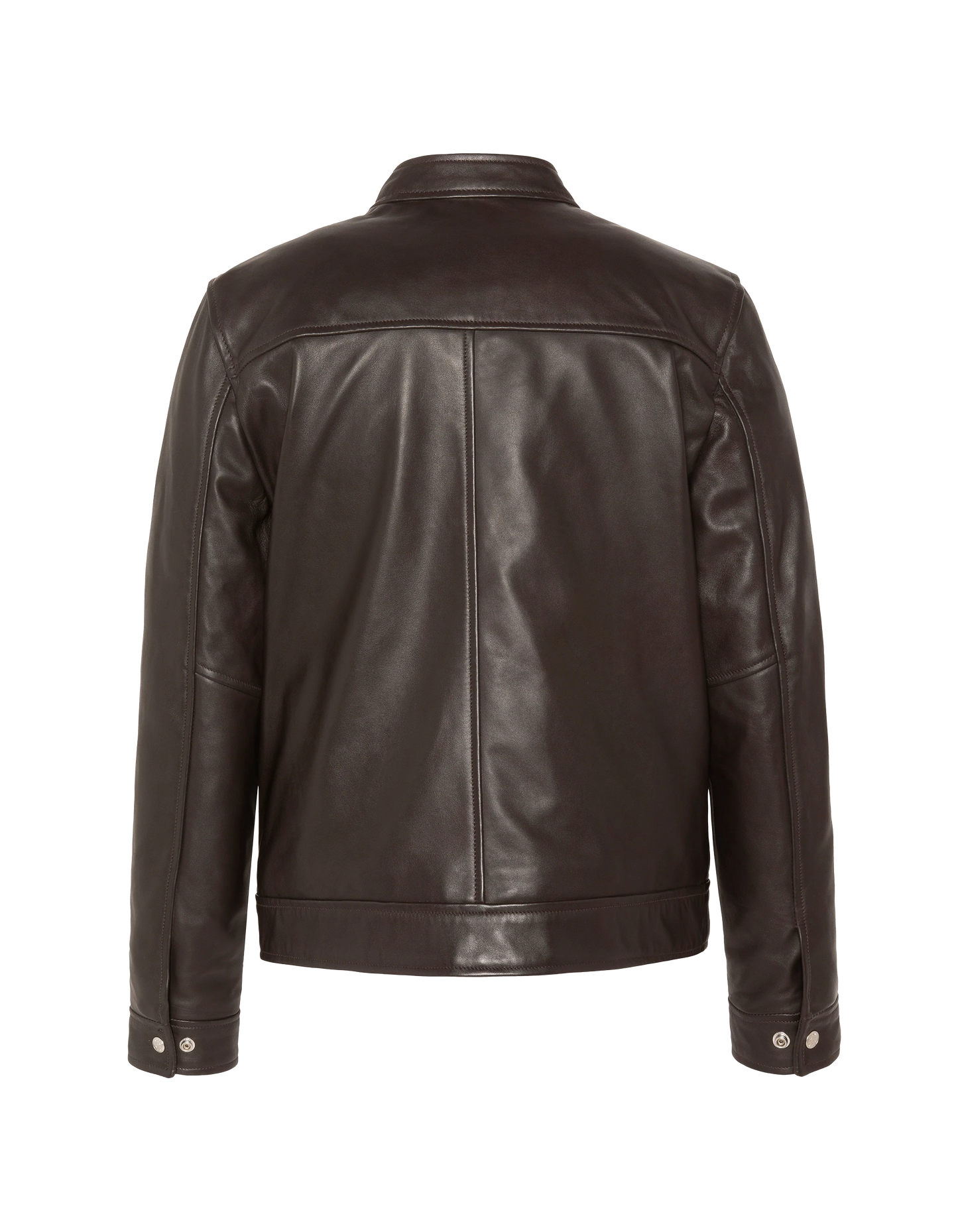 Blouson biker marron, cuir d'agneau