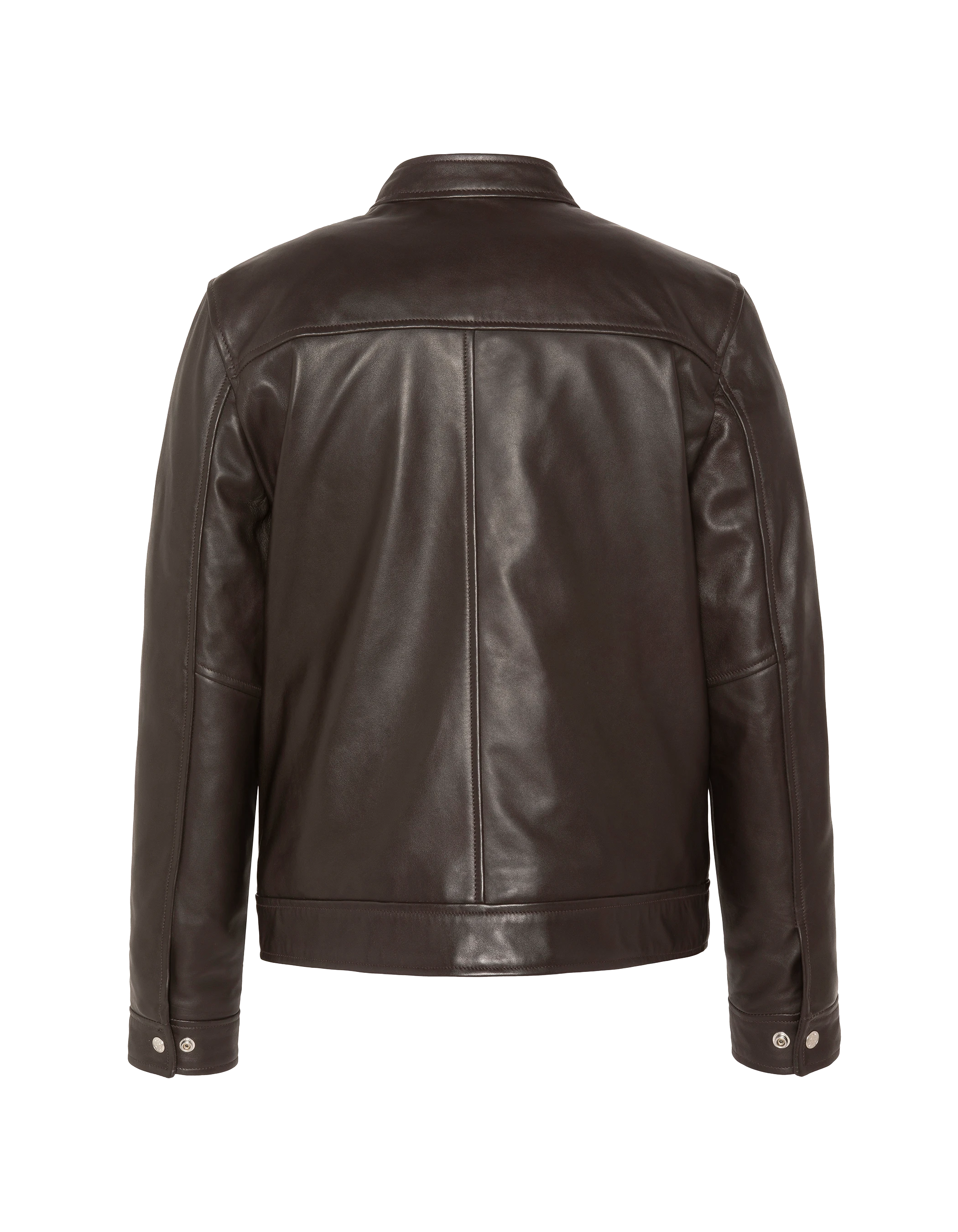 Blouson biker marron, cuir d'agneau-2