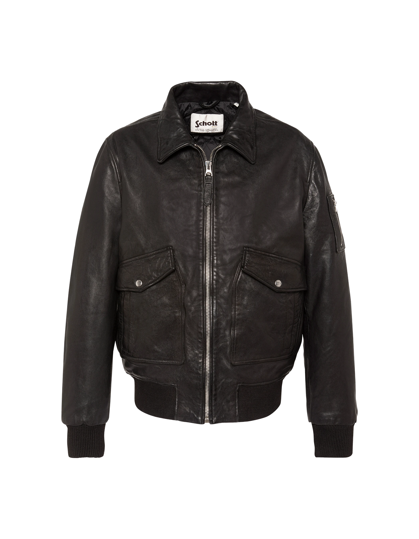 flight jacket black with removable shearling collar, lambskin leather