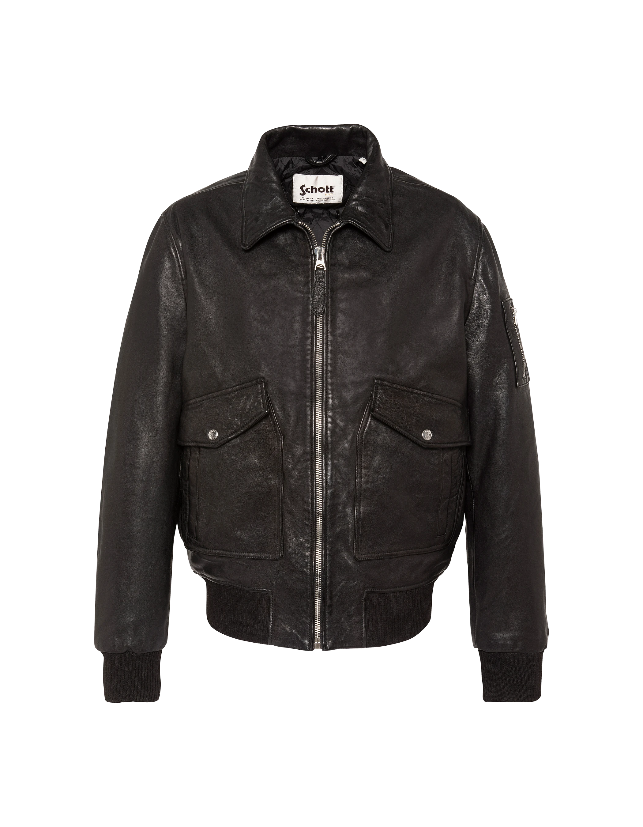 flight jacket black with removable shearling collar, lambskin leather-7