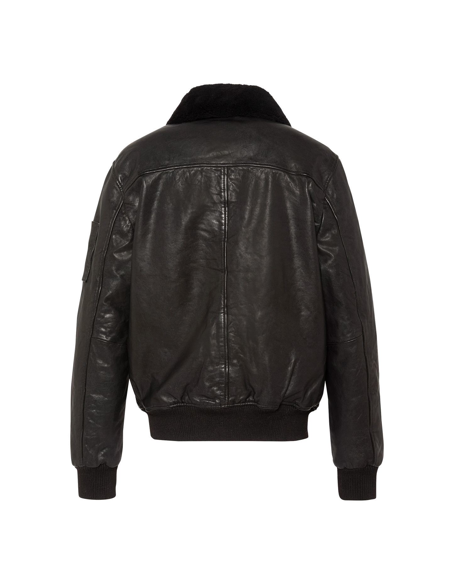 flight jacket black with removable shearling collar, lambskin leather