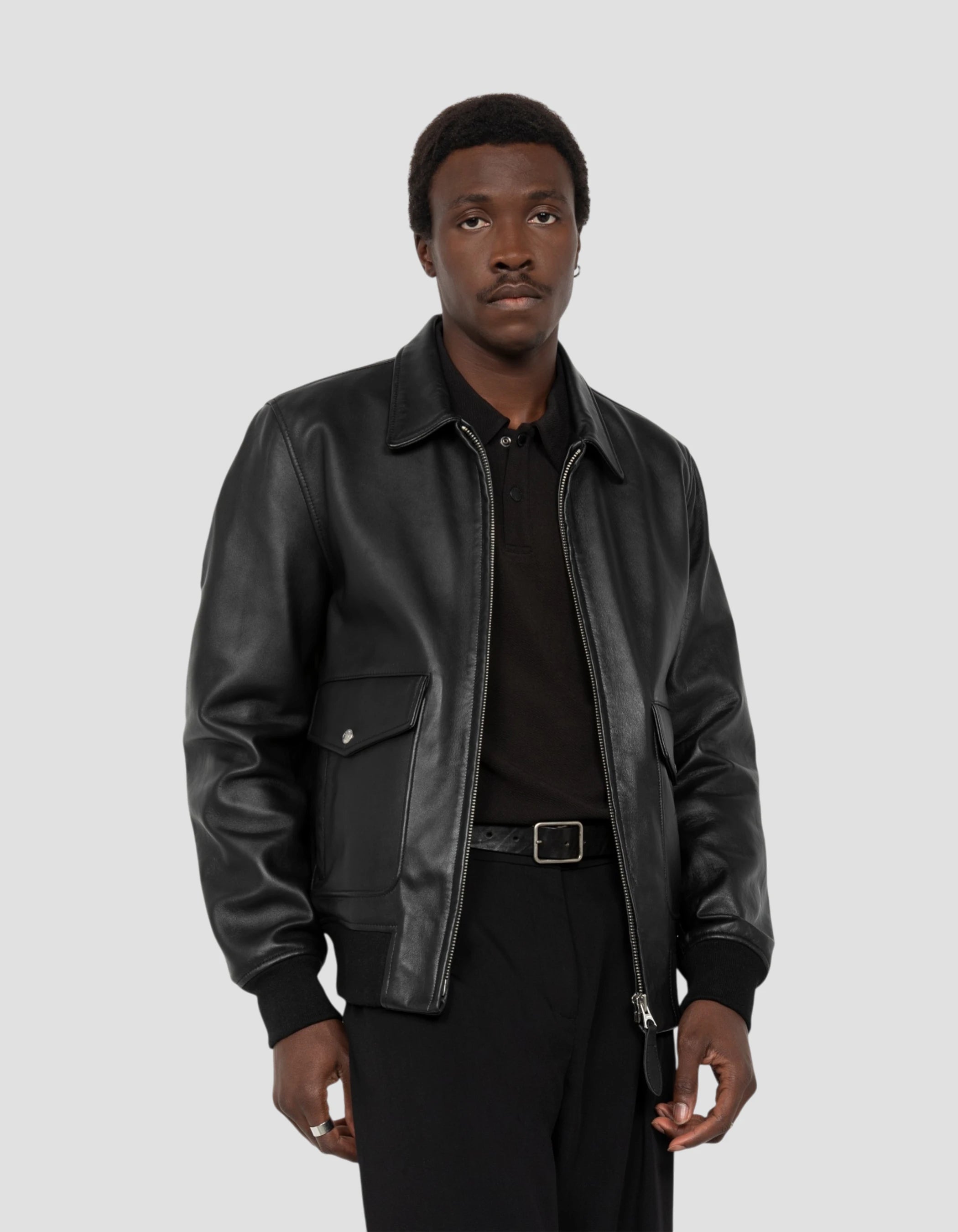 flight jacket black, lambskin leather-4