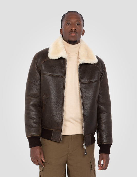 Blouson aviateur, cuir de mouton double face