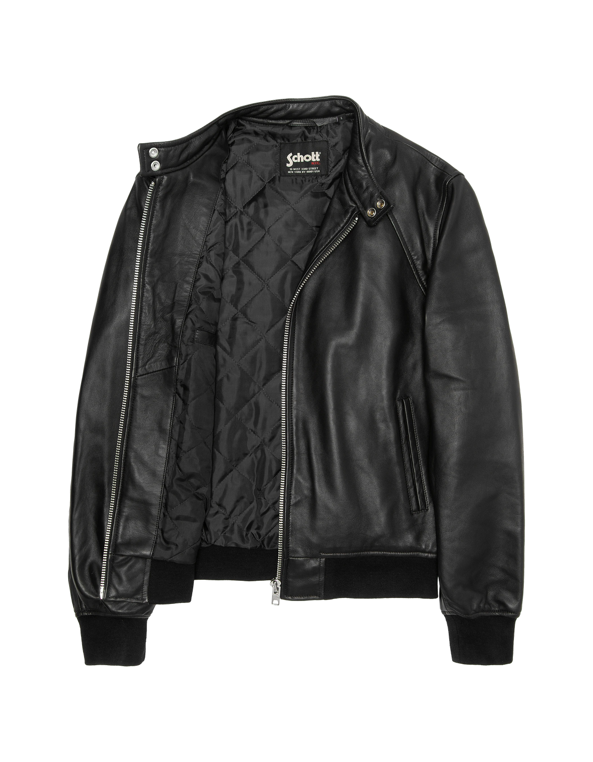 Blouson motard noir, cuir d'agneau