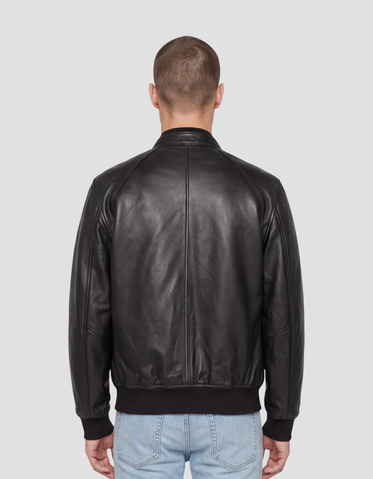 Blouson motard noir, cuir d'agneau-4