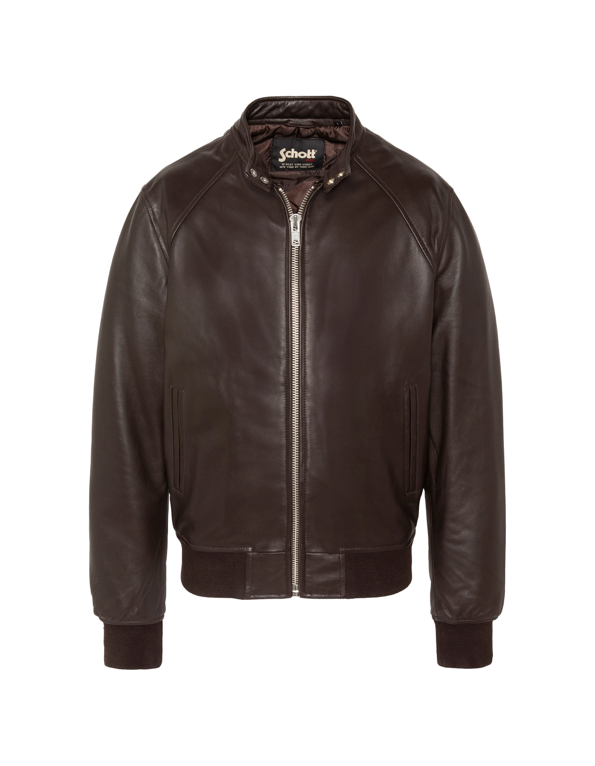 Blouson motard marron, cuir d'agneau