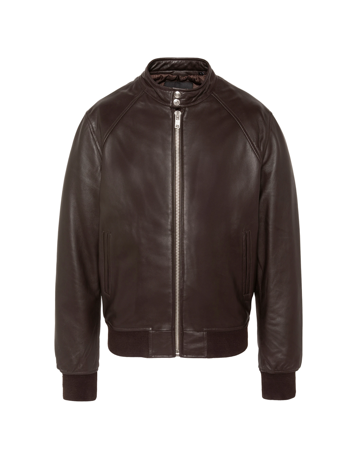Blouson motard marron, cuir d'agneau