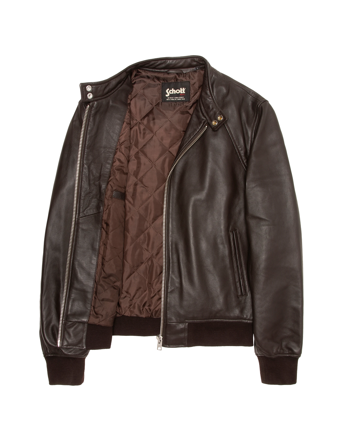 Blouson motard marron, cuir d'agneau