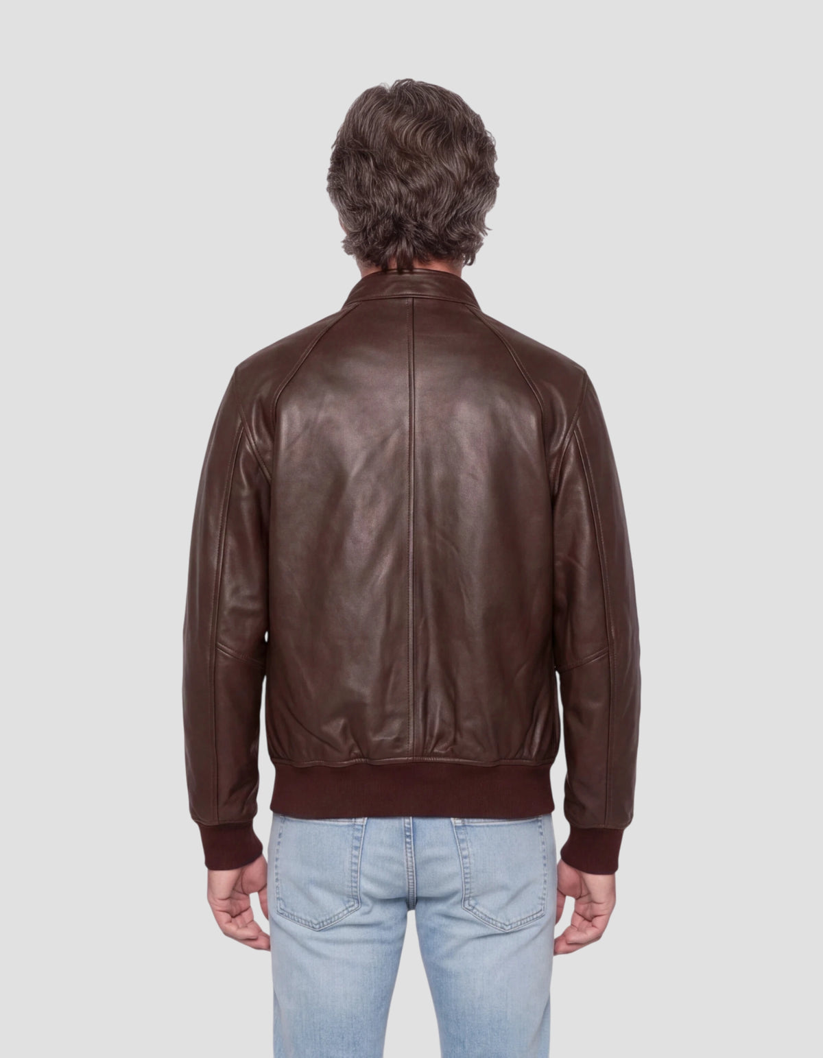 Blouson motard marron, cuir d'agneau
