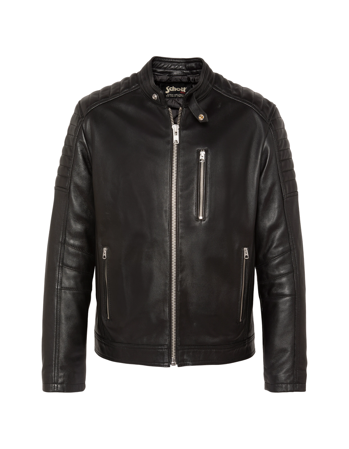 Blouson motard noir, cuir d'agneau