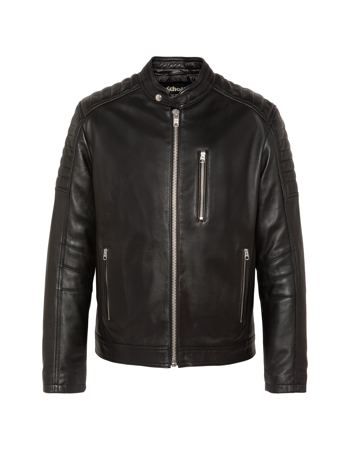 Blouson motard noir, cuir d'agneau-5