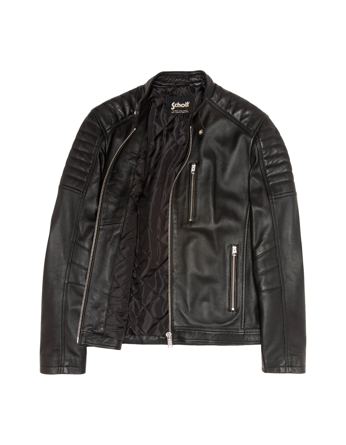 Blouson motard noir, cuir d'agneau