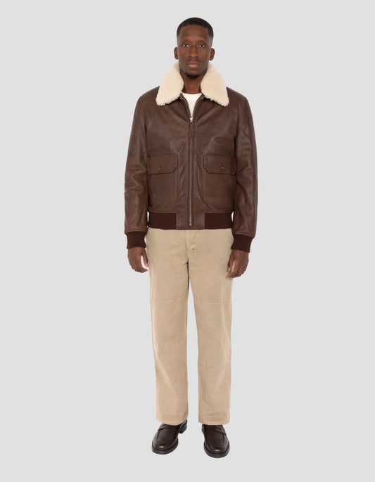 Vintage Aviator Brown Jacke, Ziegenleder