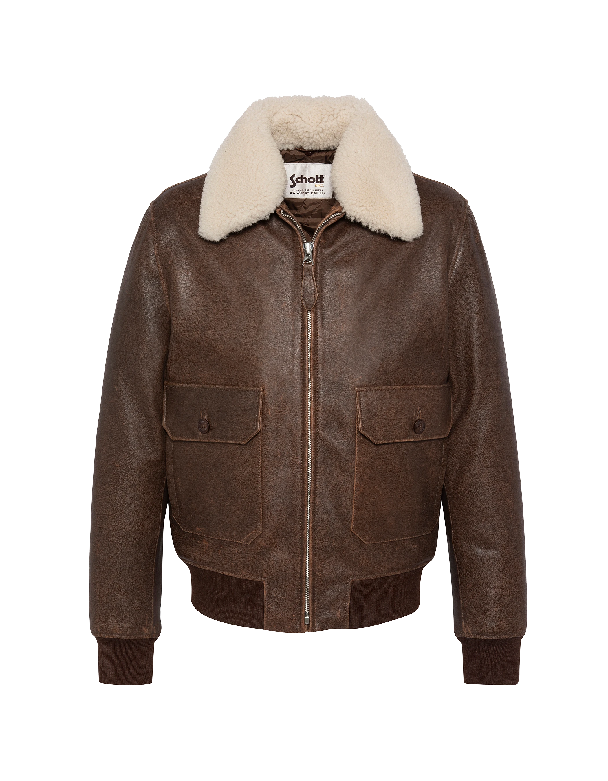 Chaqueta marrón de aviador vintage, cuero de cabra-2