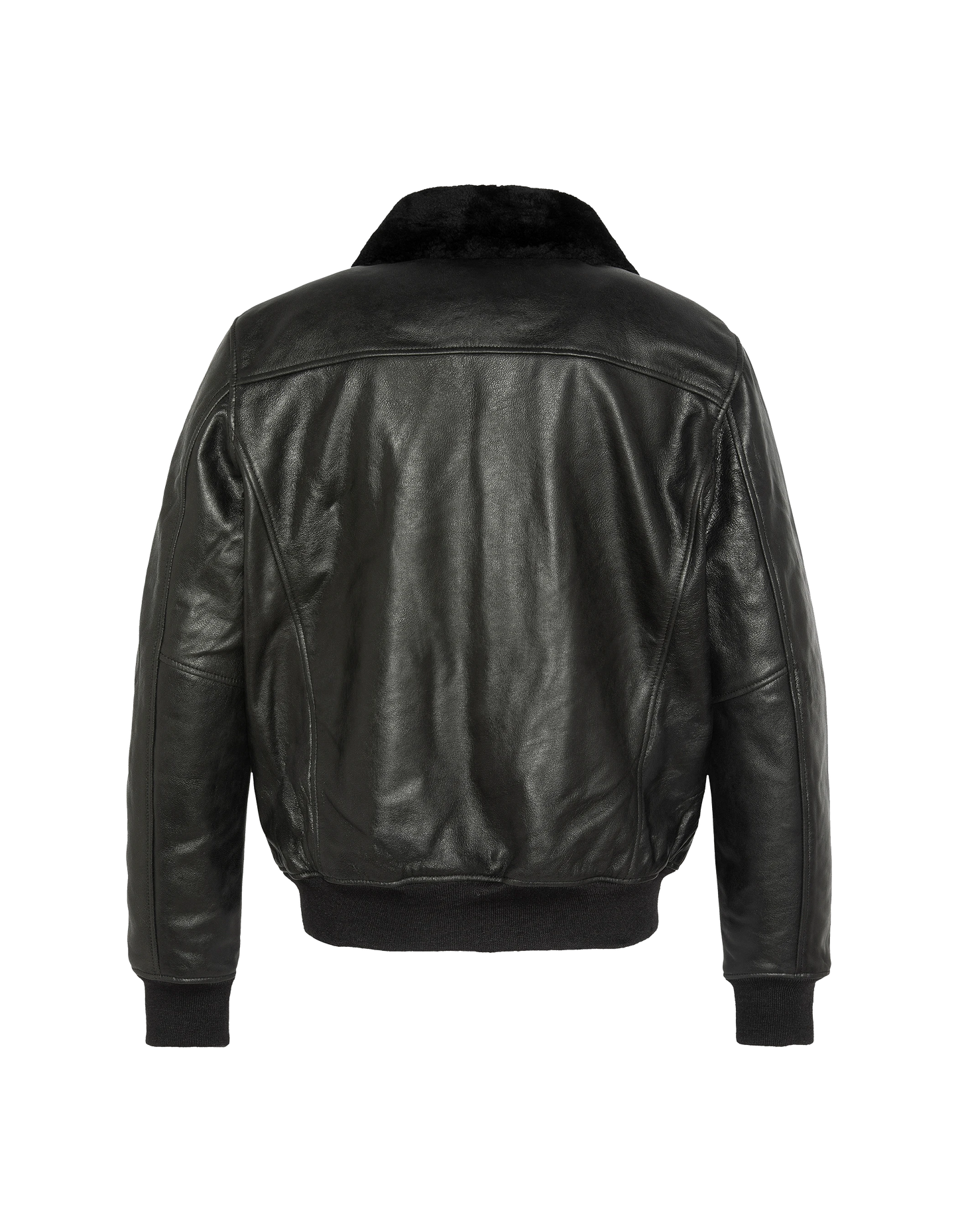 Chaqueta negra de aviador vintage, cuero de cabra