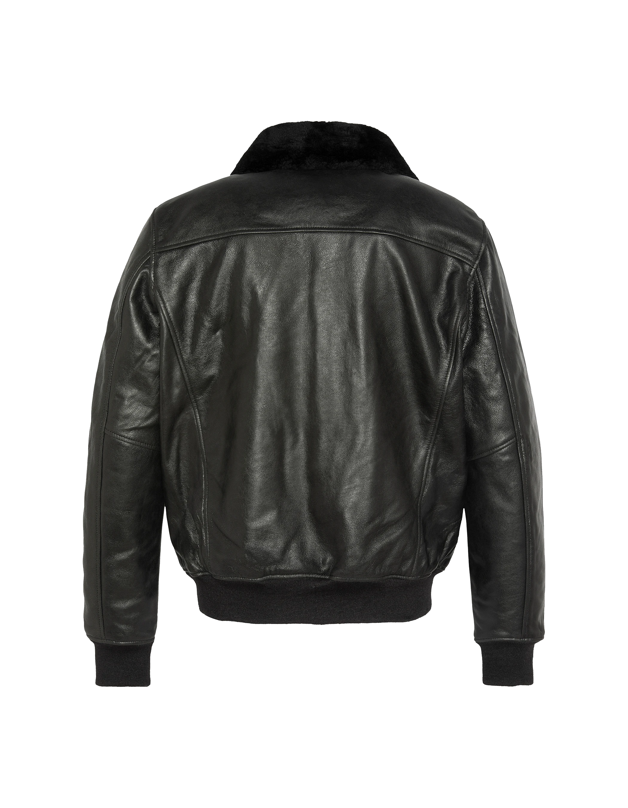 Chaqueta negra de aviador vintage, cuero de cabra-2