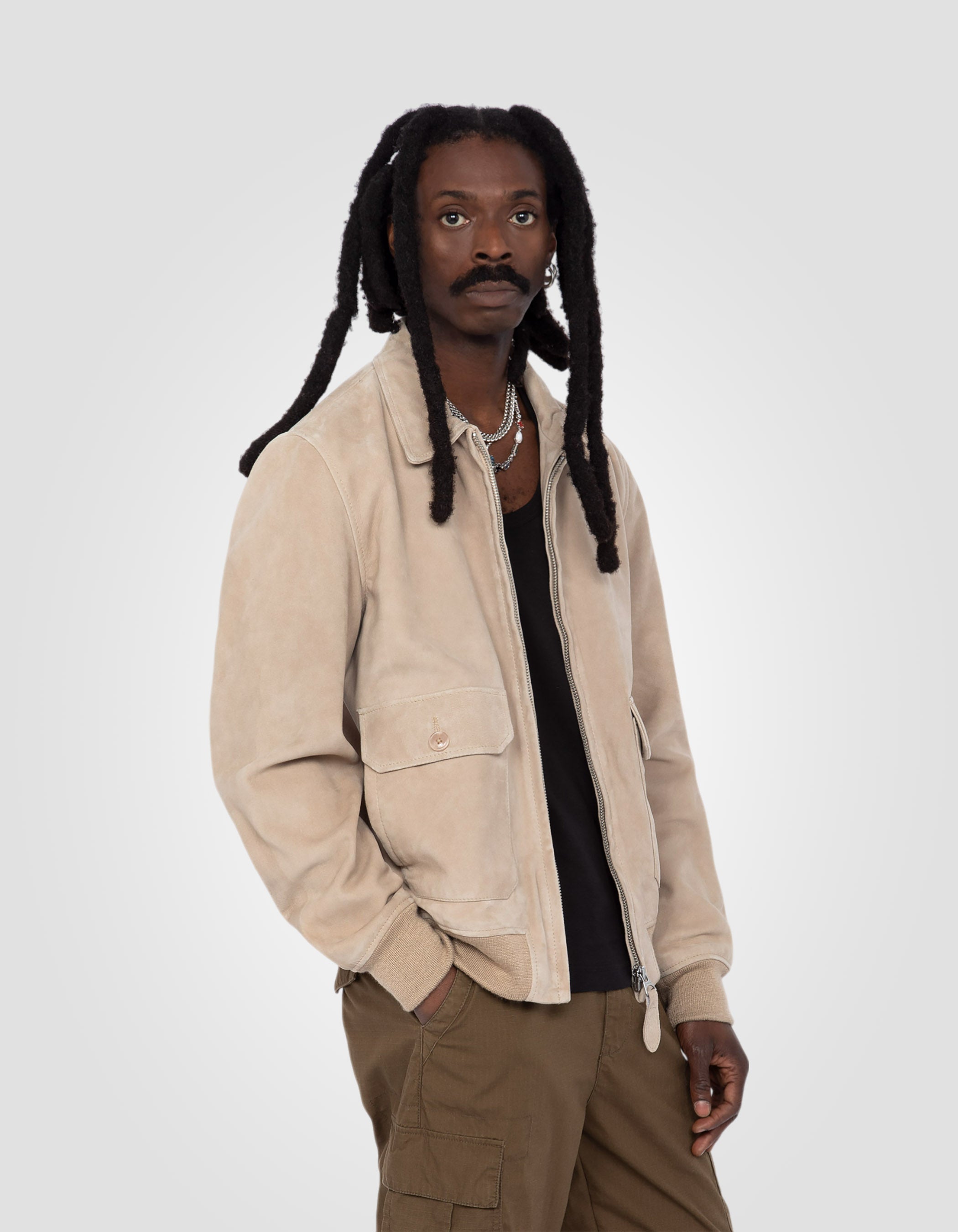 Beige aviator jacket, Velvet goat LCAVIATORS Schott NYC®