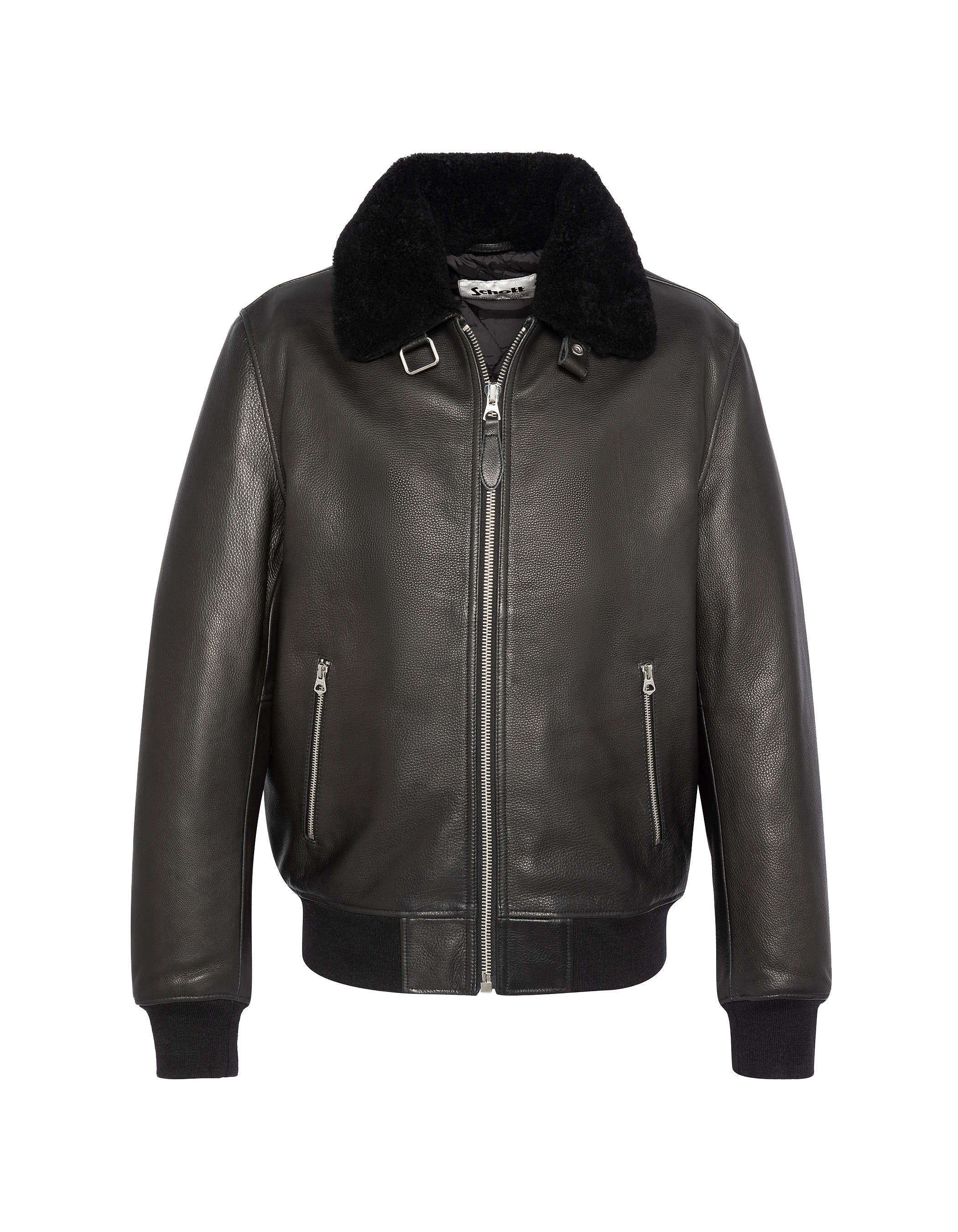 Aviator black jacket, cowhide leather-2
