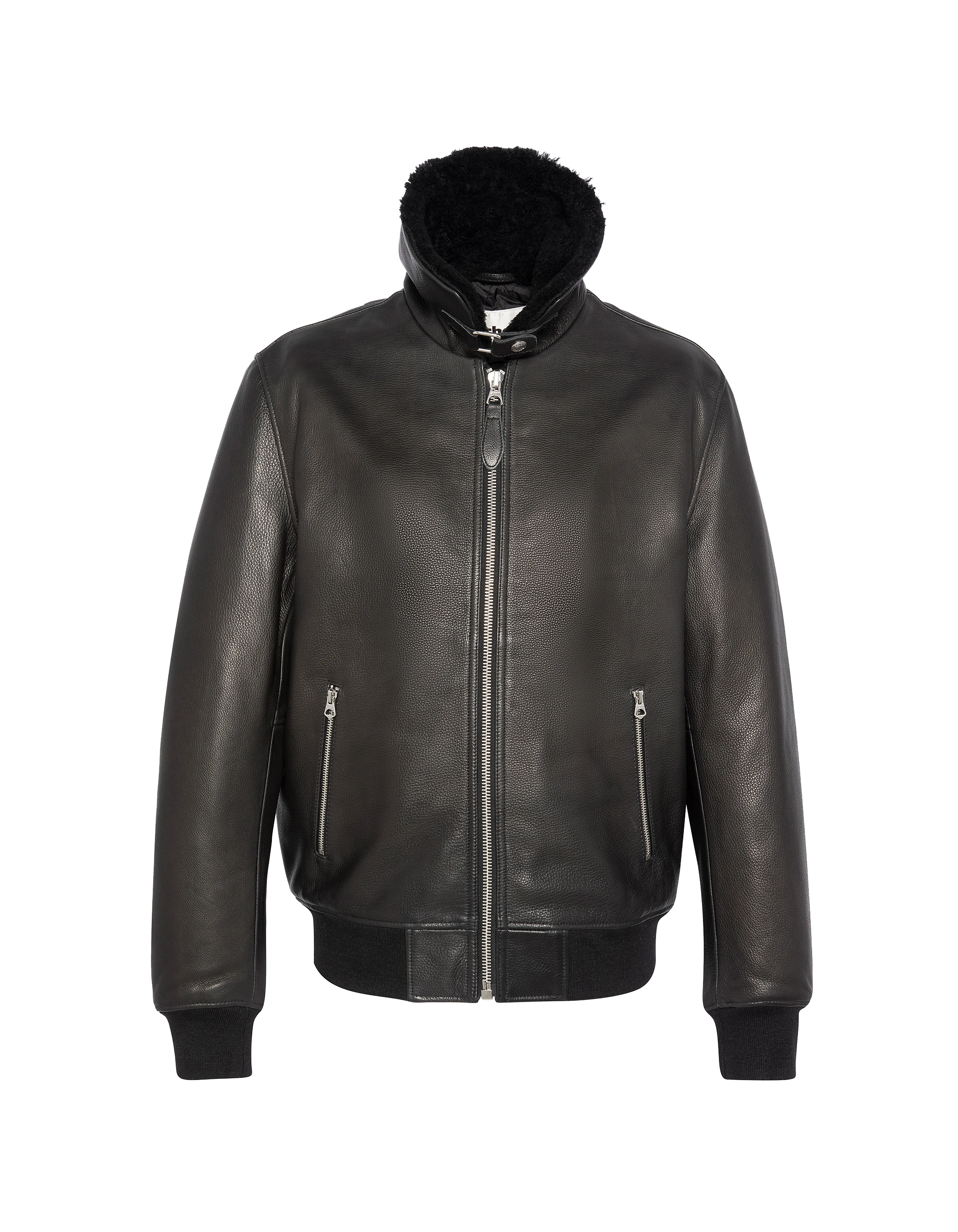 Aviator black jacket, cowhide leather-8