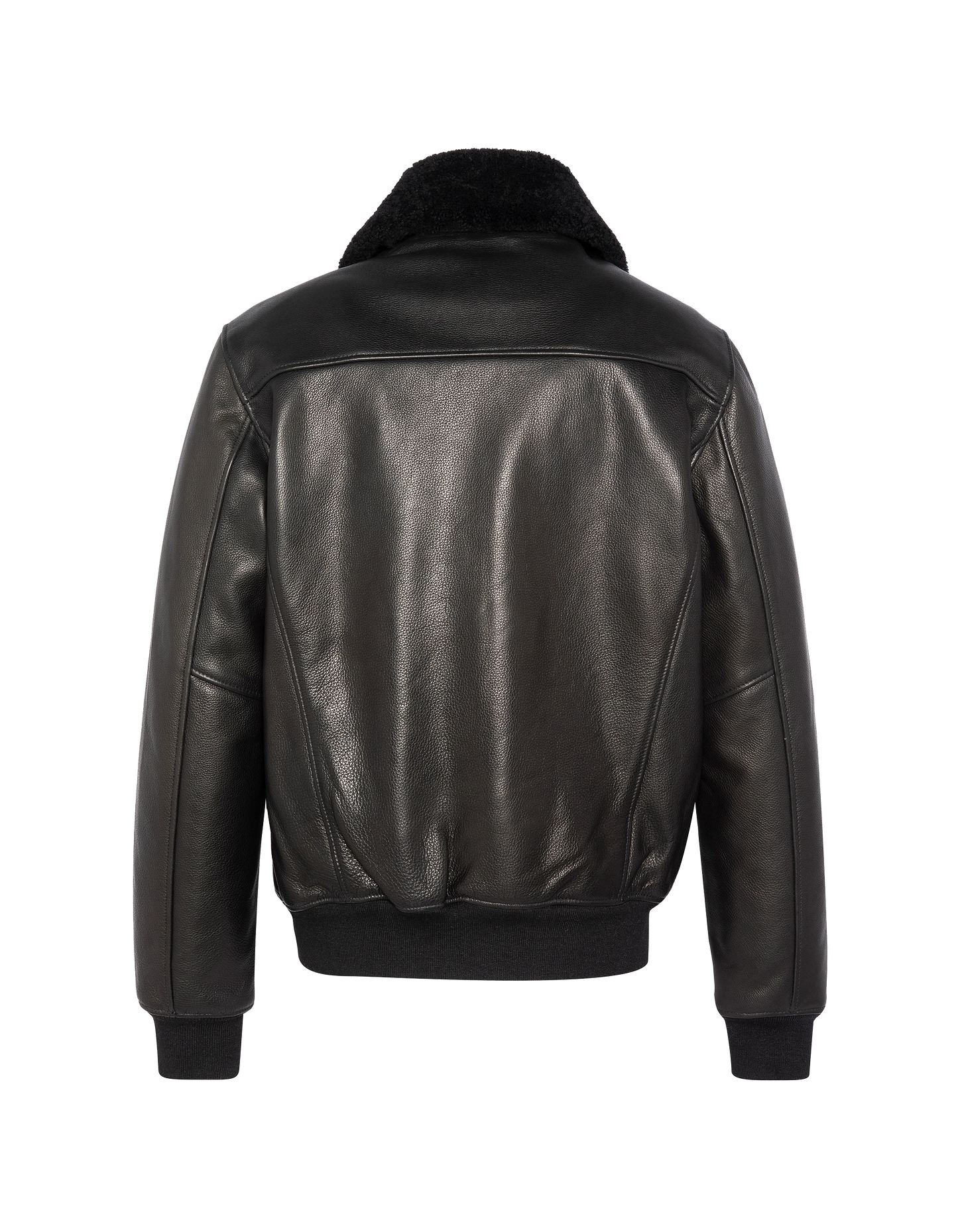 Aviator black jacket, cowhide leather