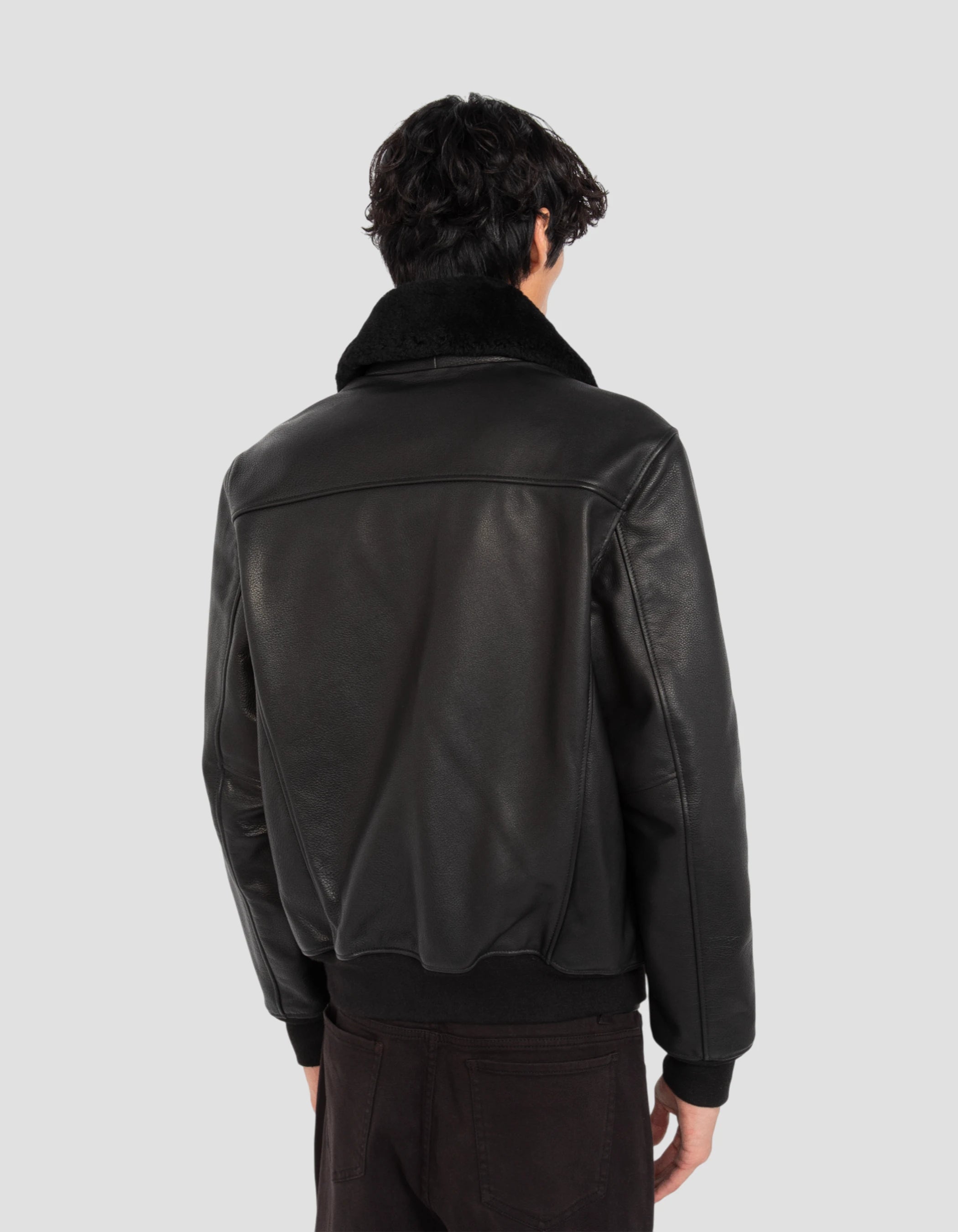 Aviator black jacket, cowhide leather-7