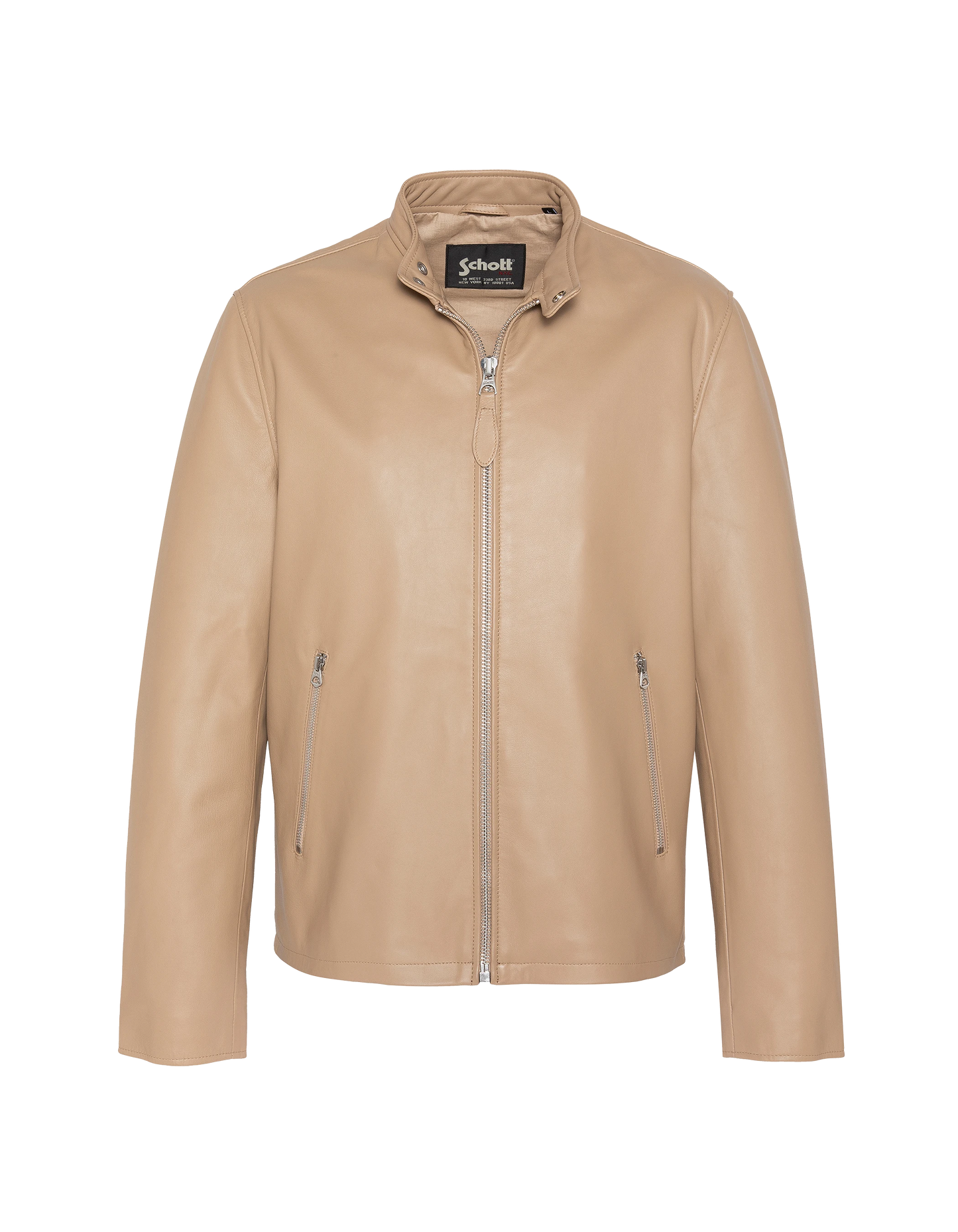 Beige biker jacket, lambskin leather