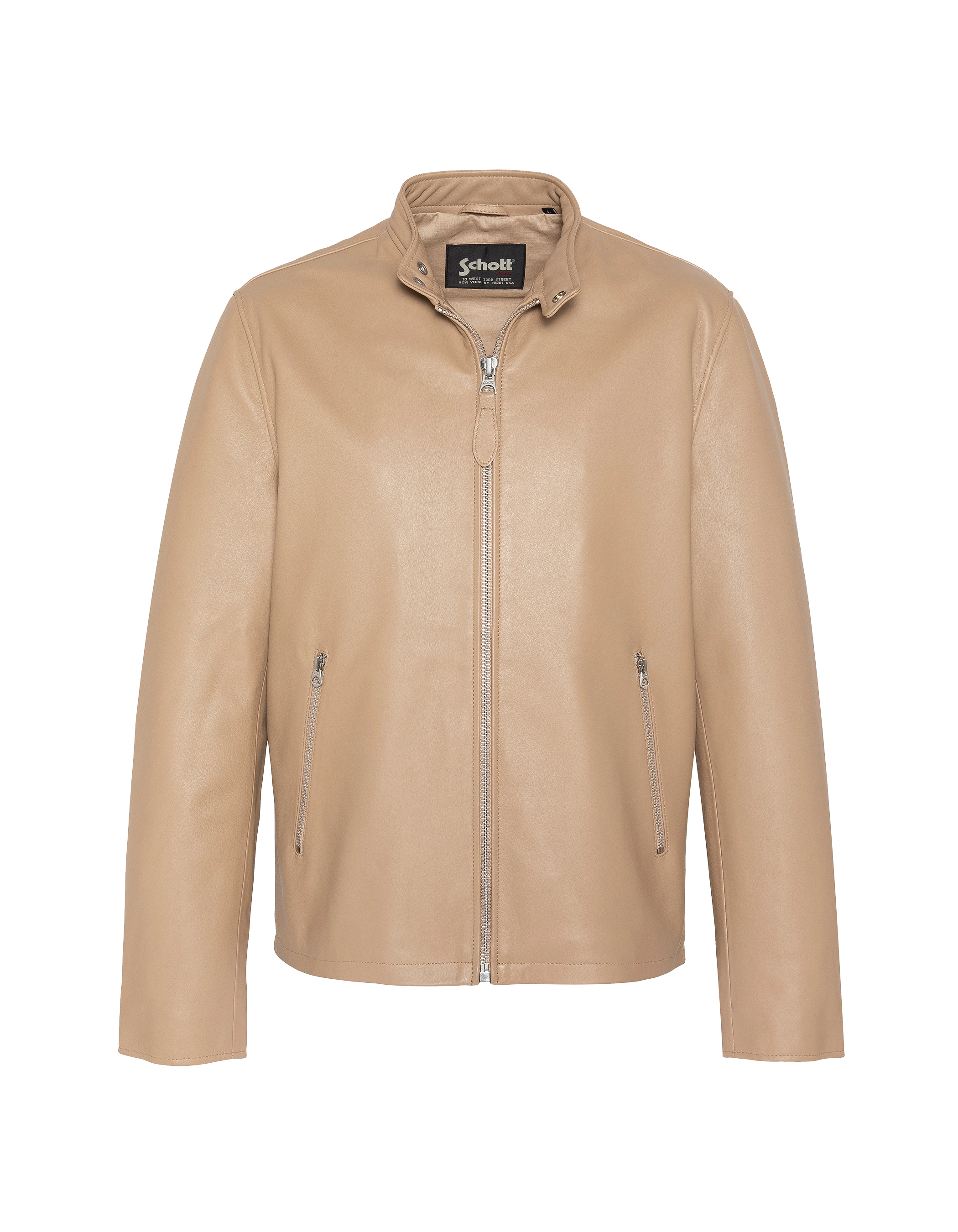 Beige biker jacket, lambskin leather-2