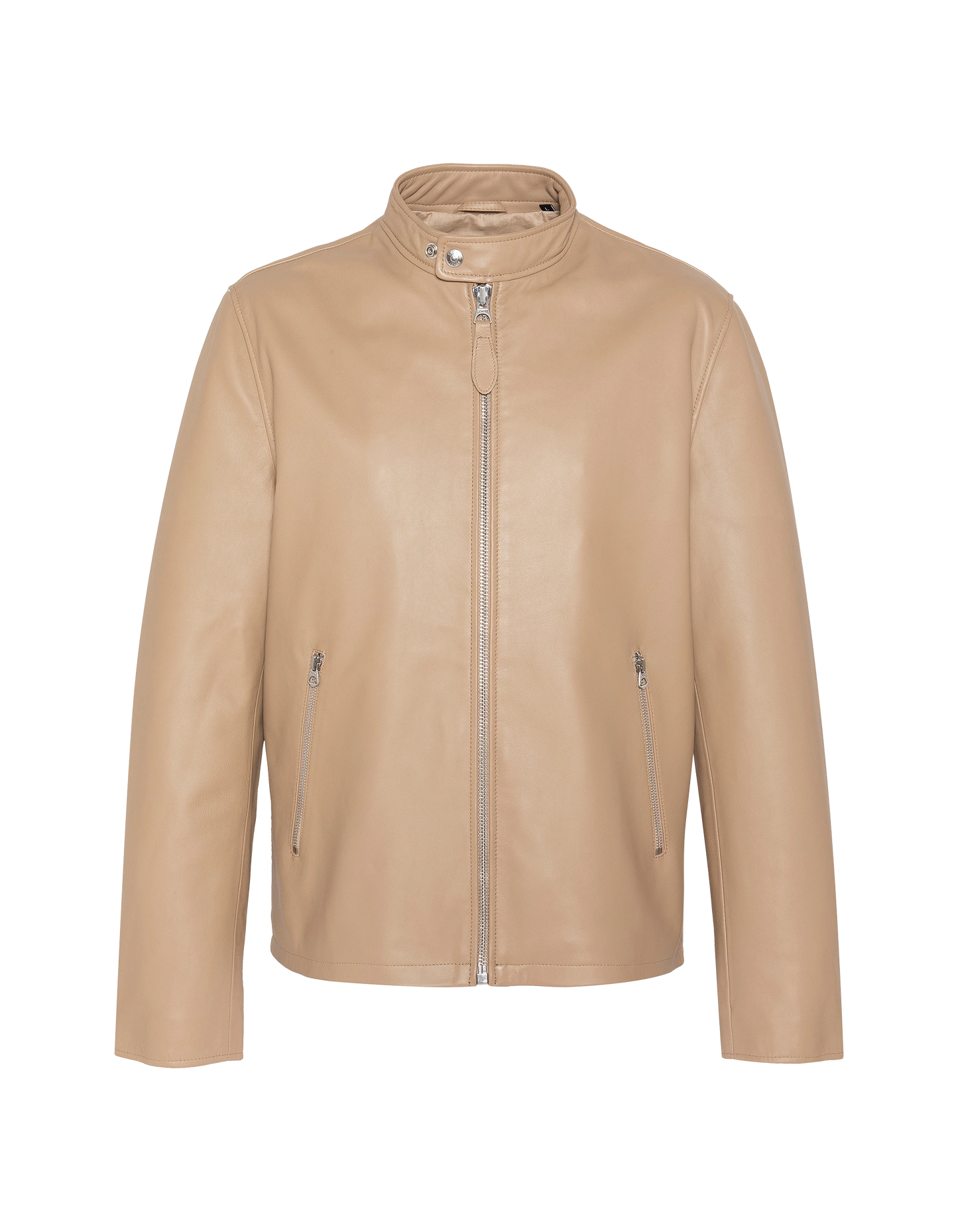 Beige biker jacket, lambskin leather